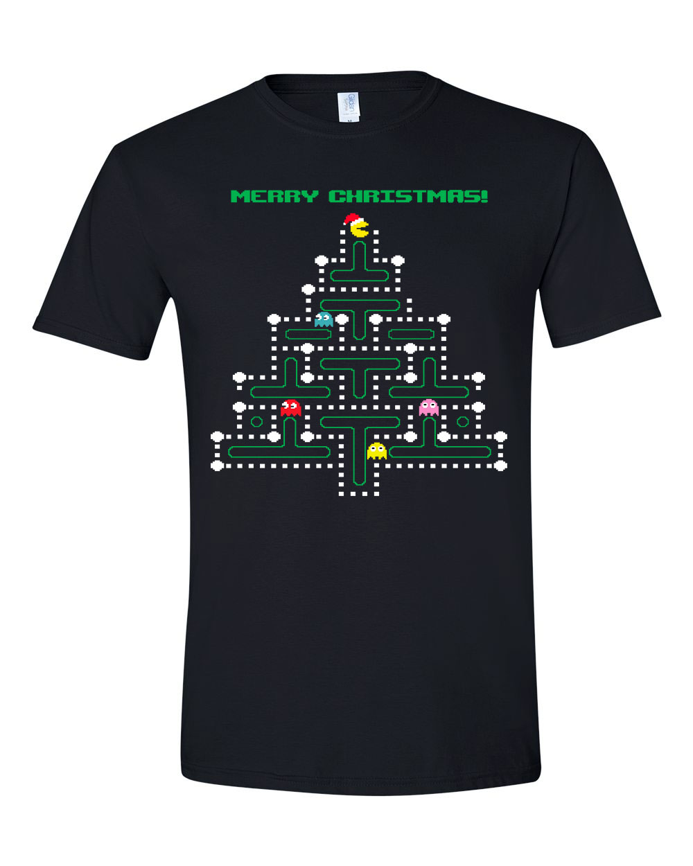pac man karácsony ronda pulcsi Fekete Férfi Póló