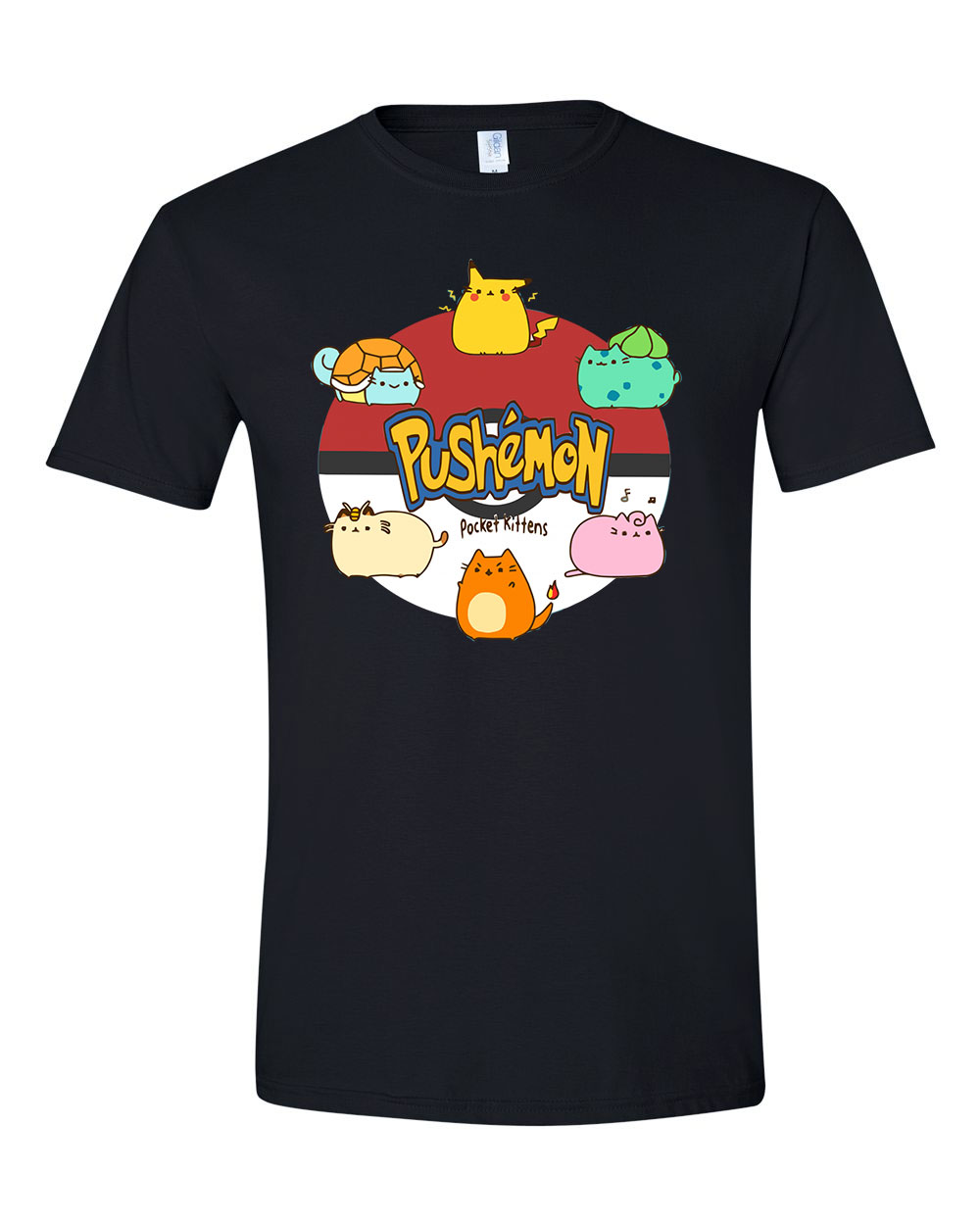 pokemon pusheen macska macskás Fekete Férfi Póló