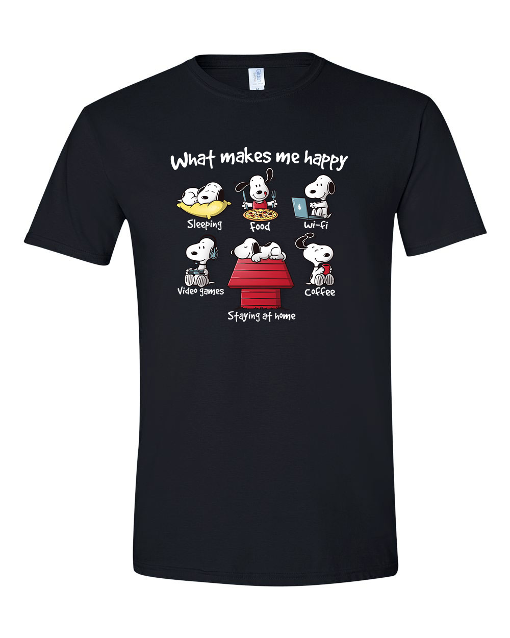 snoopy kutya boldogság Fekete Férfi Póló