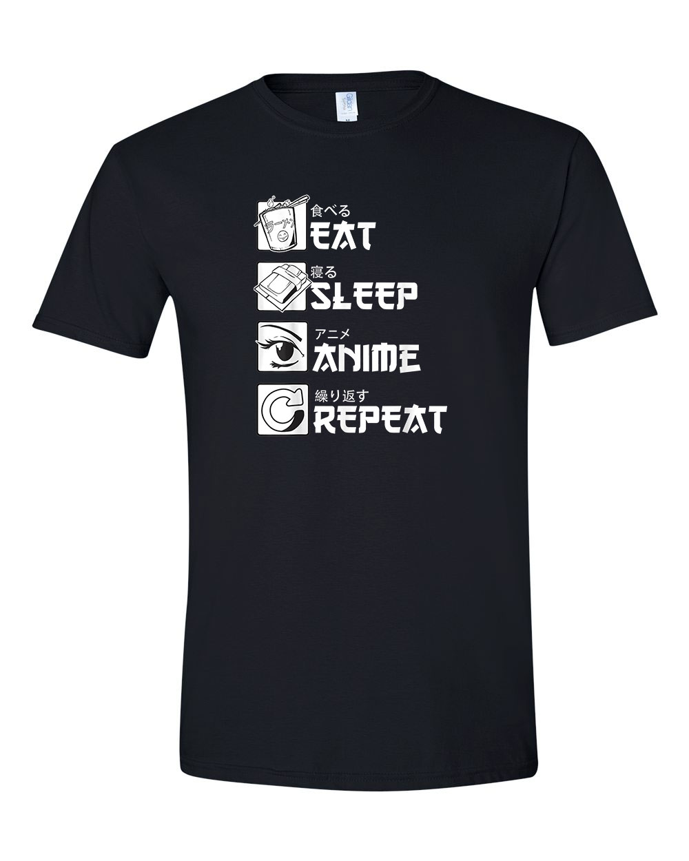 eat sleep anime Fekete Férfi Póló