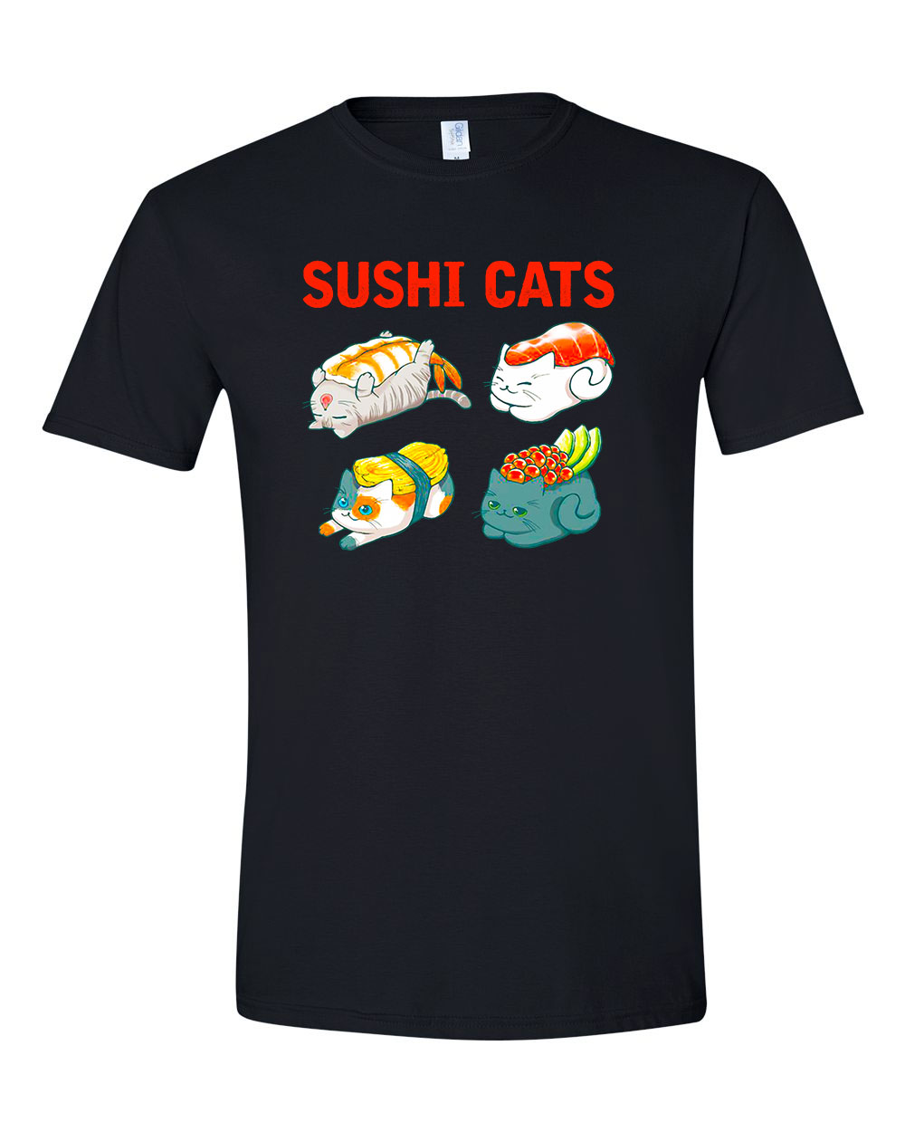 macska macskás cica cicás szusi sushi Fekete Férfi Póló