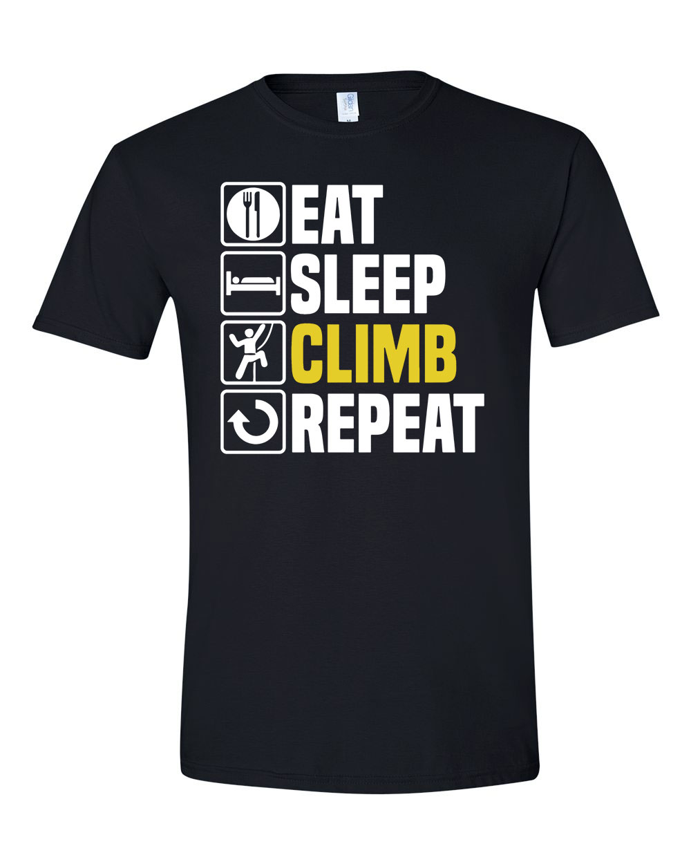eat sleep climb hegymászás hegymászó Fekete Férfi Póló