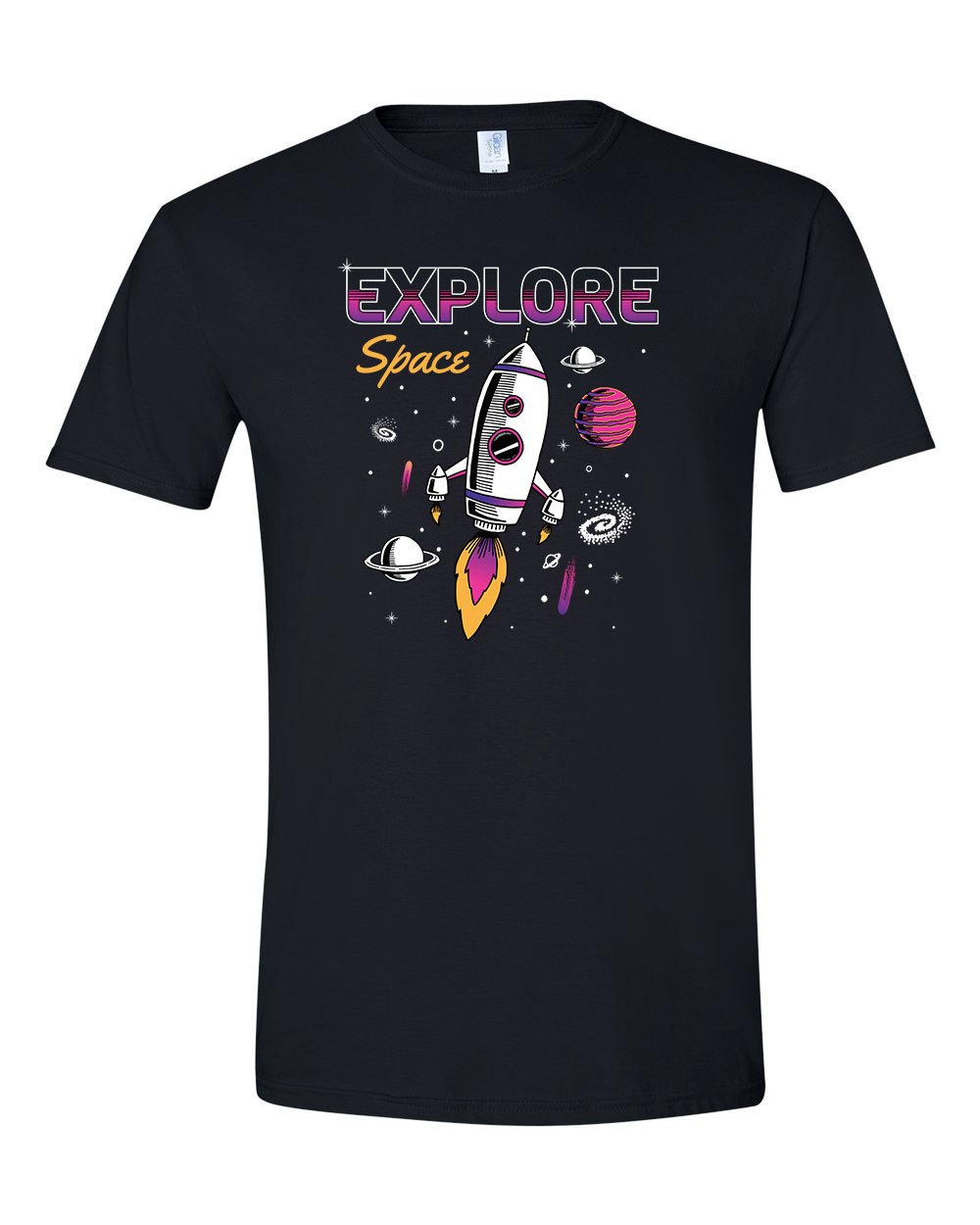 explore space űrhajó Fekete Férfi Póló