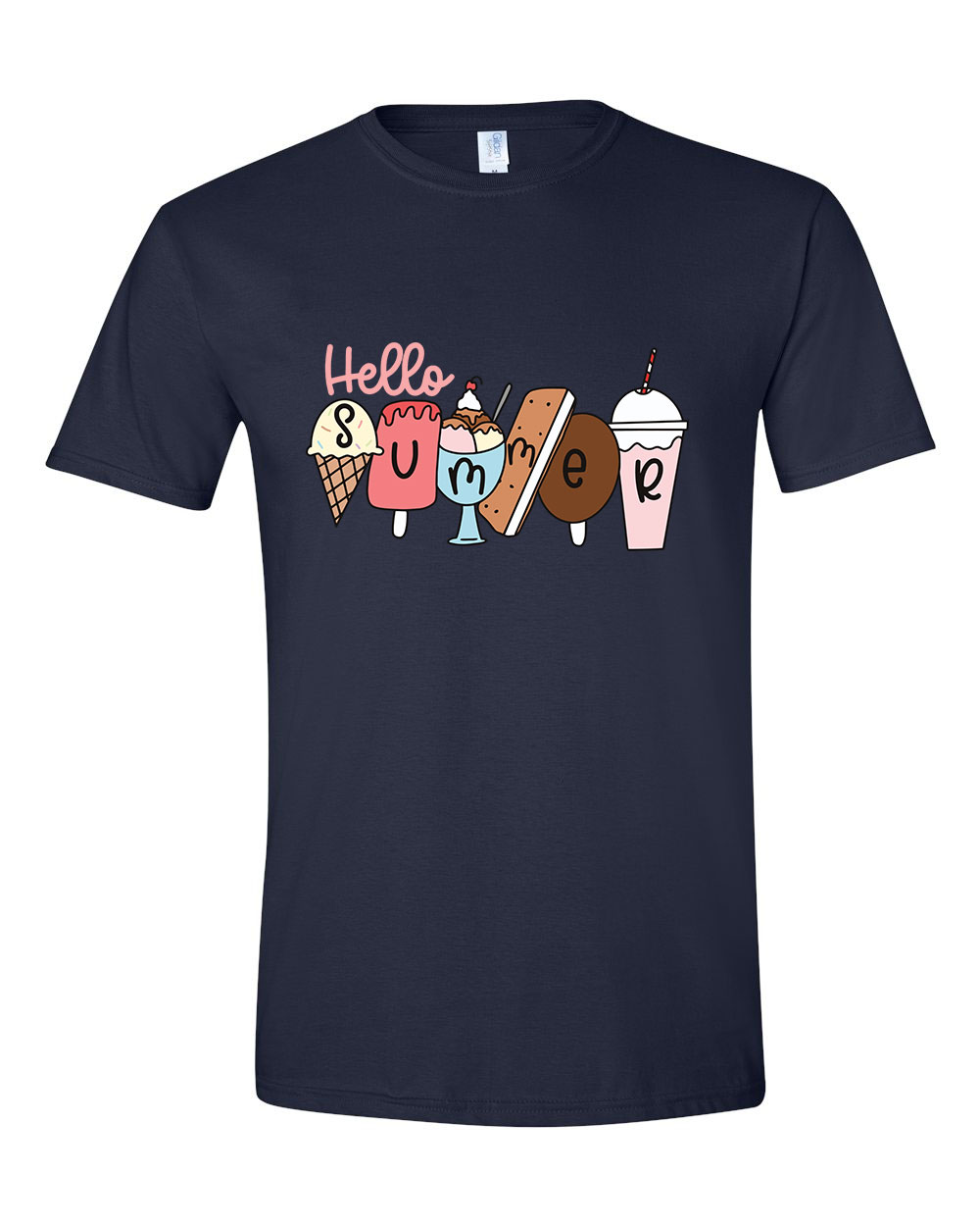 hello summer nyár fagyi nyaralás shake Sötétkék Férfi Póló