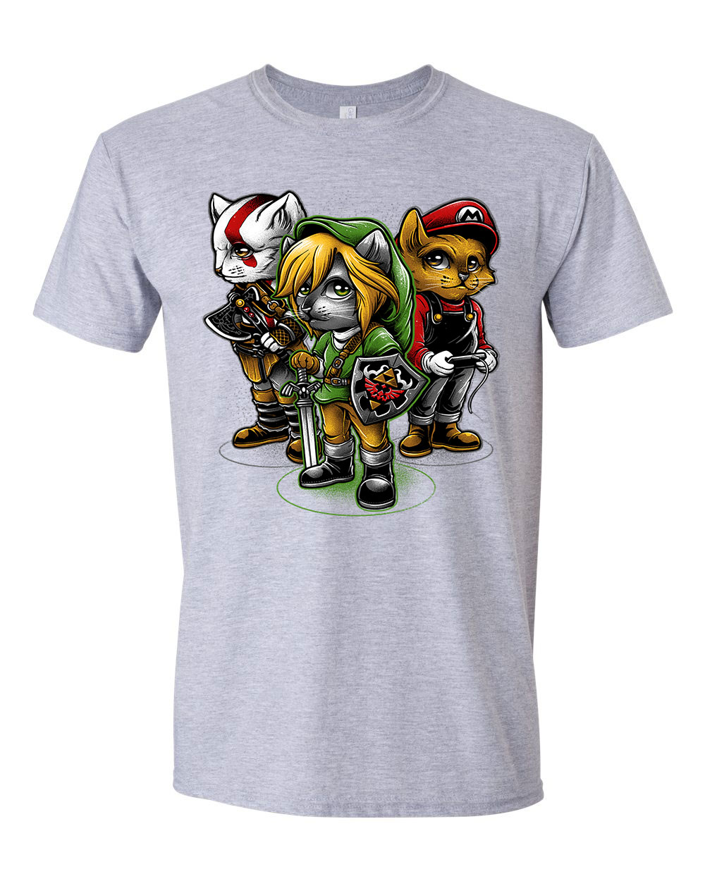 zelda link mario macska macskás cica cicás Sportszürke Férfi Póló