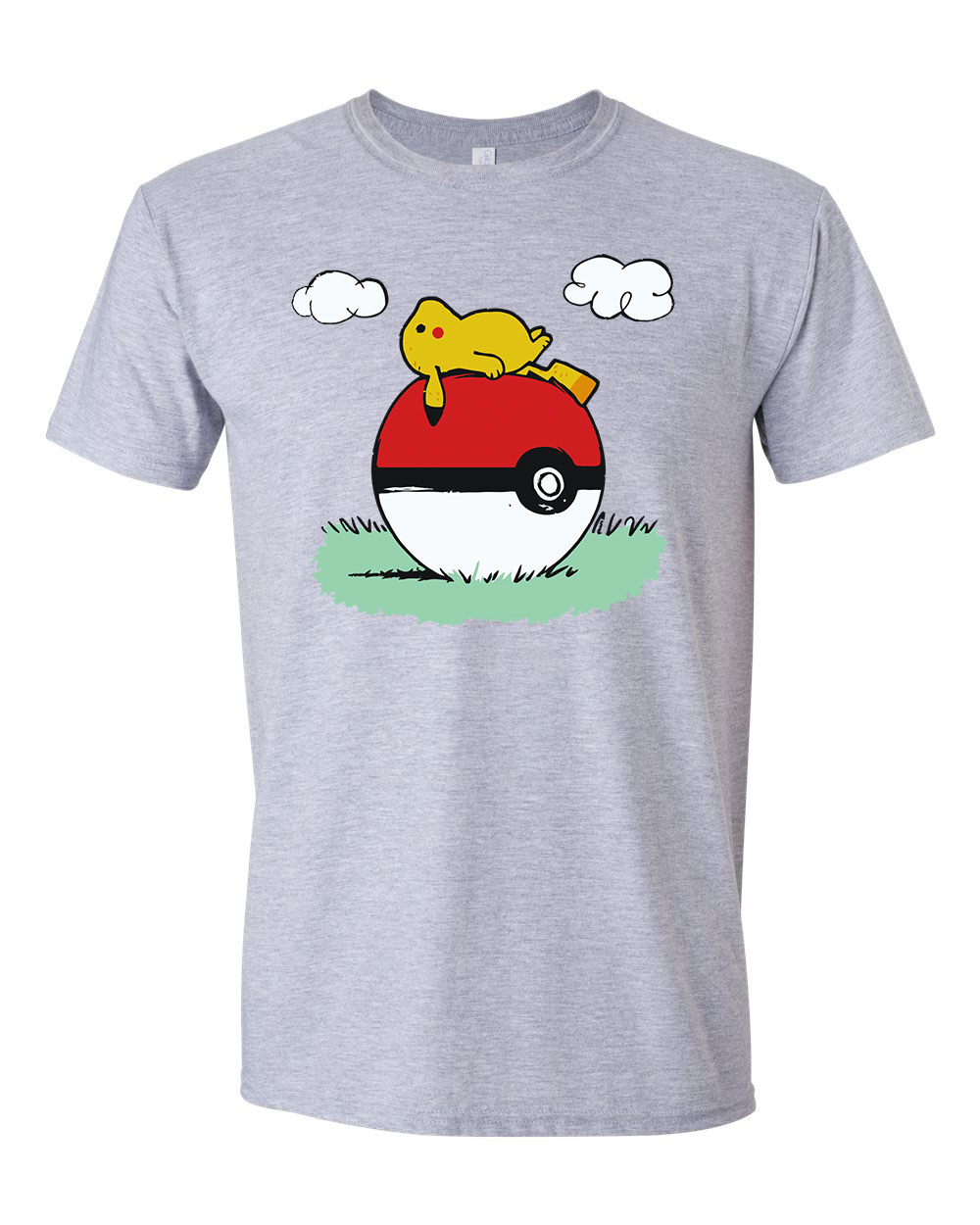 Pikachu Pokemon Snoopy Sportszürke Férfi Póló