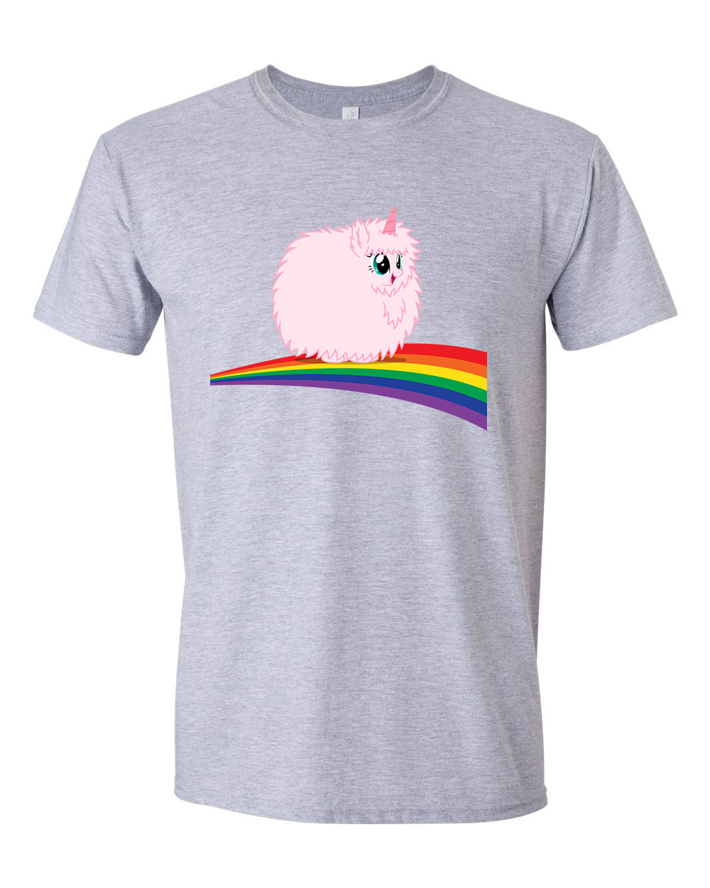 pink fluffy unicorn dancing on rainbow Sportszürke Férfi Póló