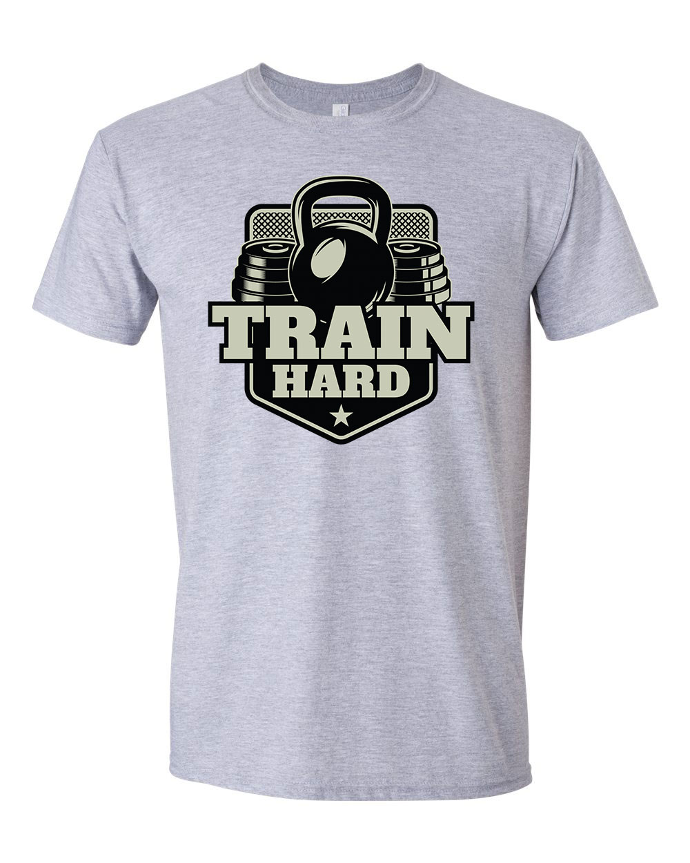 kondi kondizás train hard Sportszürke Férfi Póló
