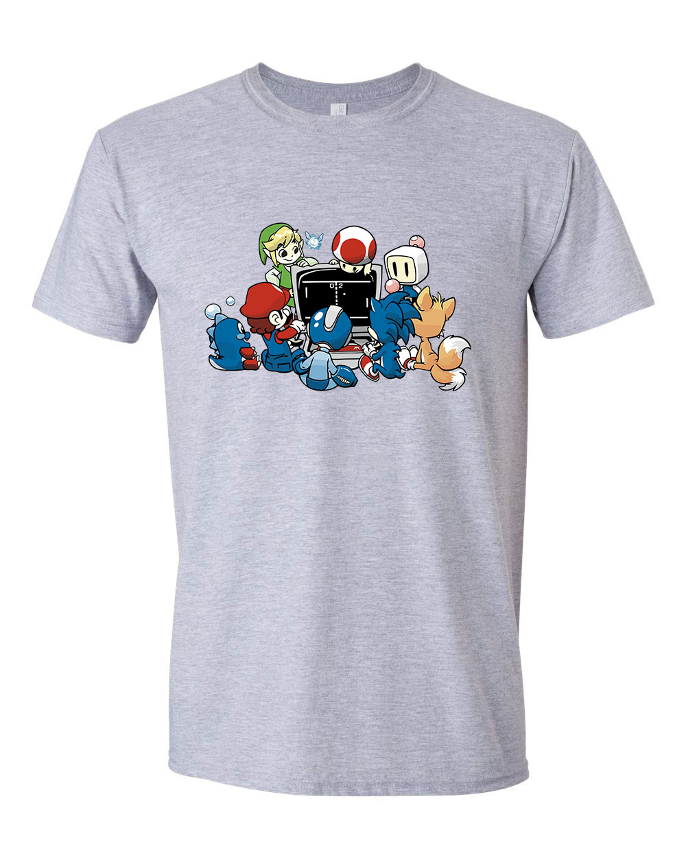 gamer sonic mario zelda megamen Sportszürke Férfi Póló