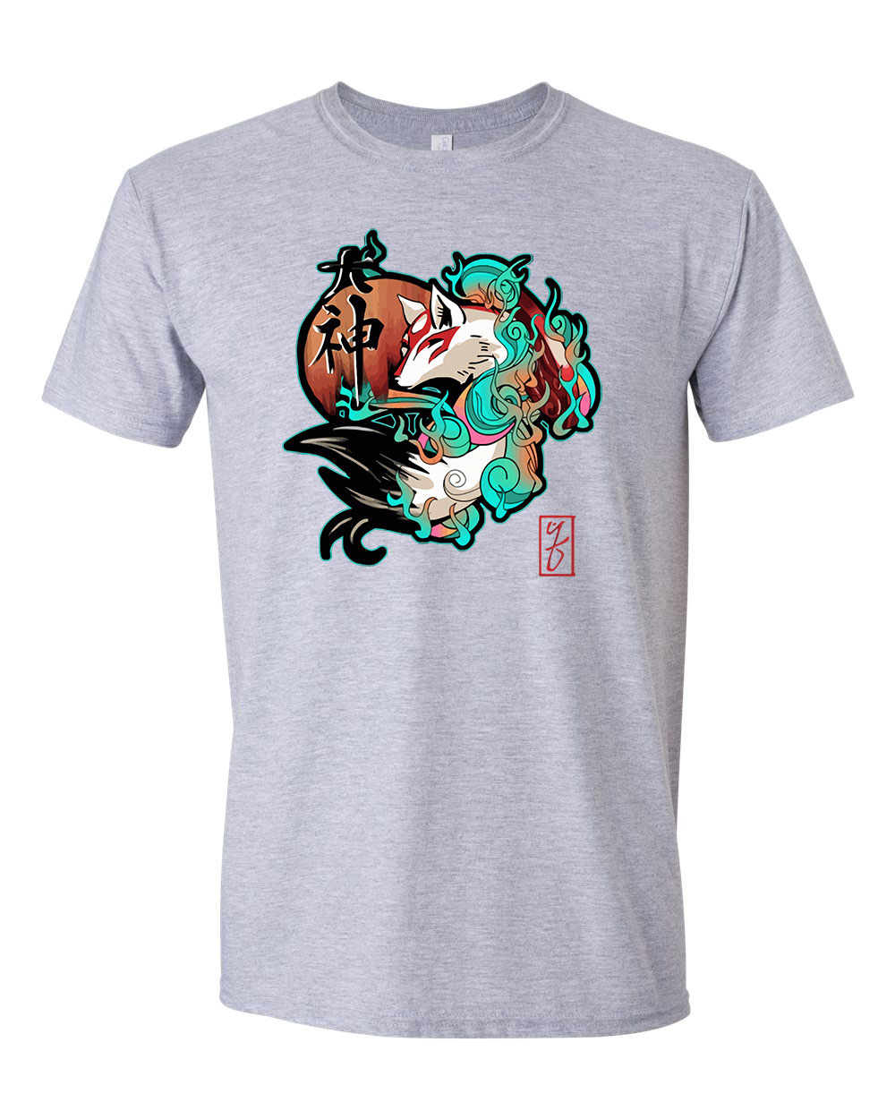 kitsune kicune Sportszürke Férfi Póló