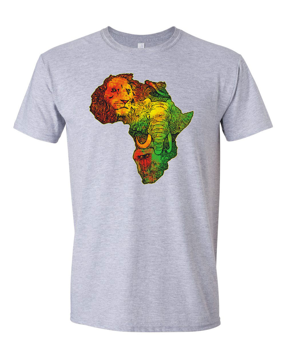 Afrika állatai elefánt oroszlán Sportszürke Férfi Póló