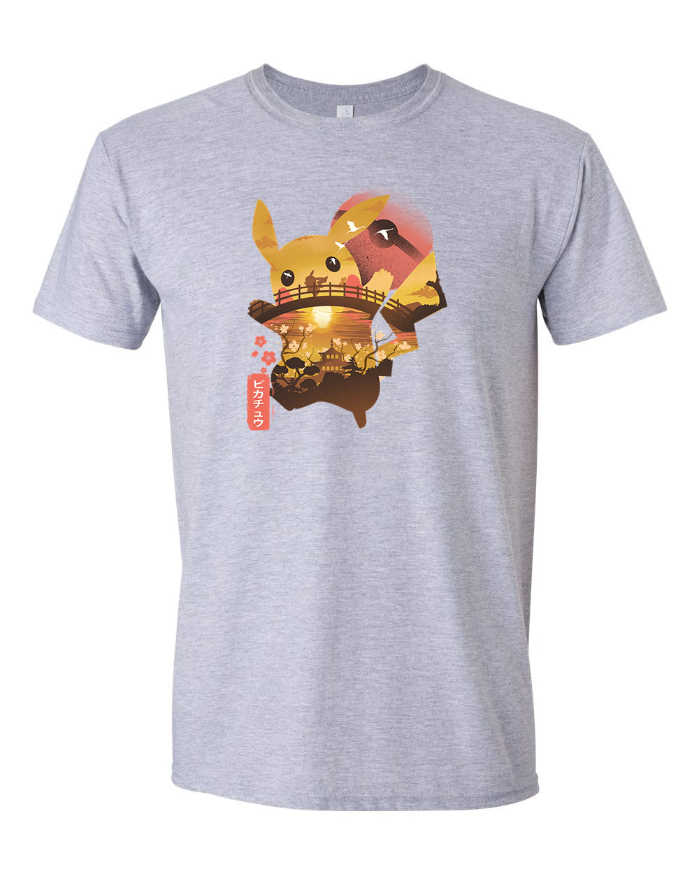pikachu japán Sportszürke Férfi Póló