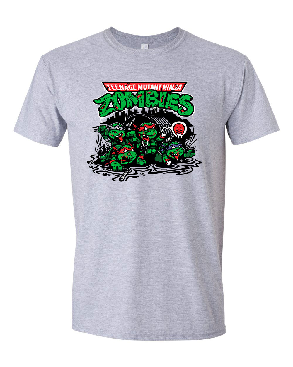zombi zombis ninja teknőc Sportszürke Férfi Póló