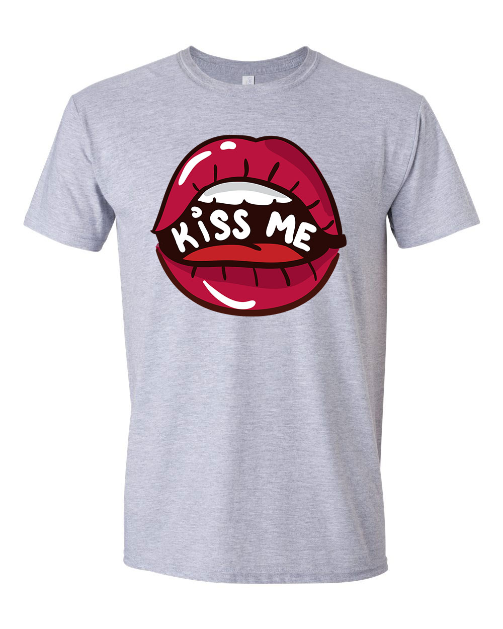 kiss me lips ajak ajkak száj Sportszürke Férfi Póló