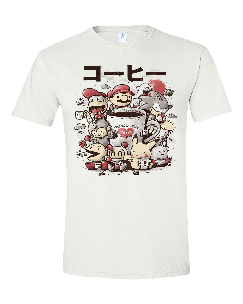 gamer kávé pac man sonic mario pikachu donkey kong Fehér Férfi Póló