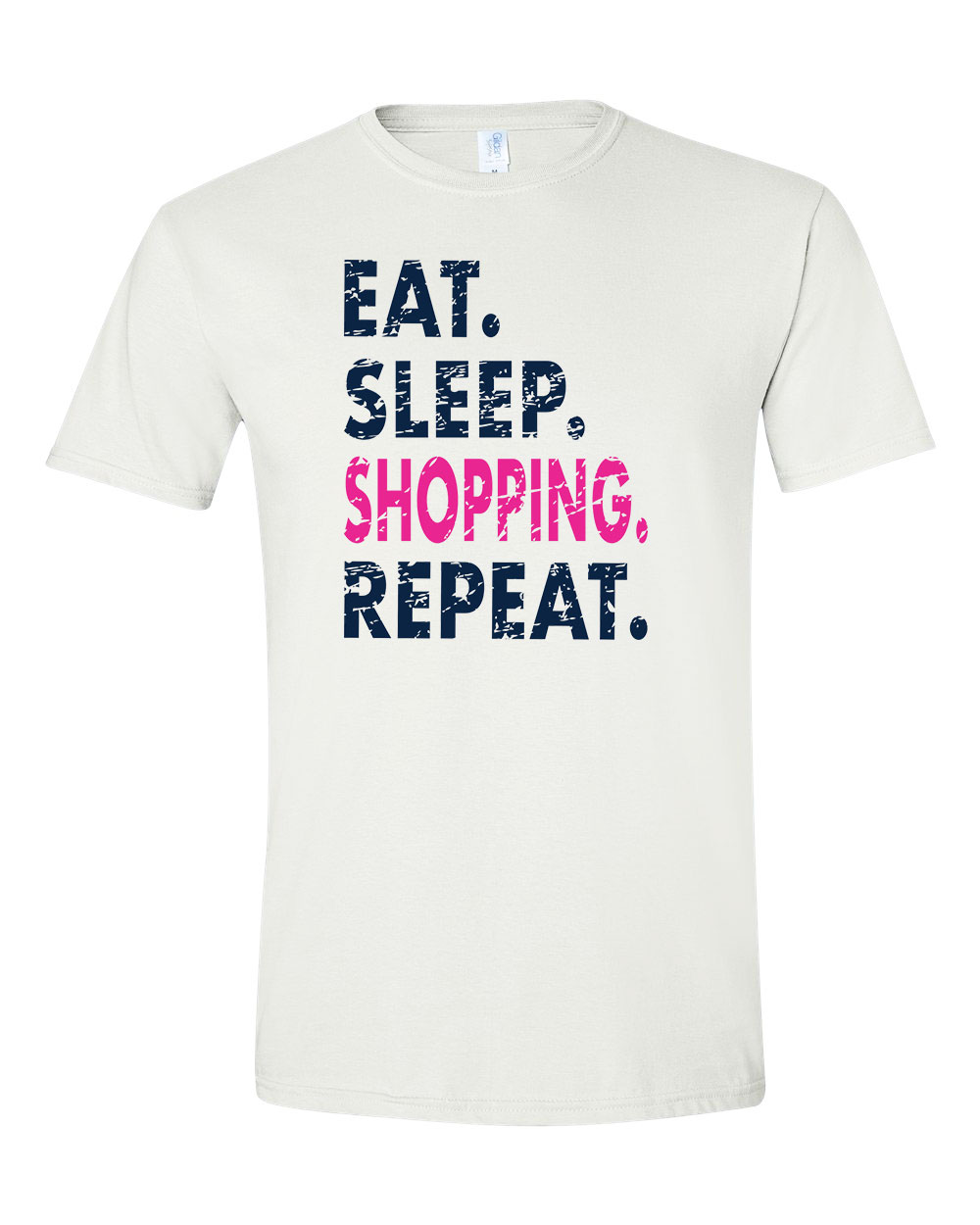 eat sleep shopping shoppingolás Fehér Férfi Póló