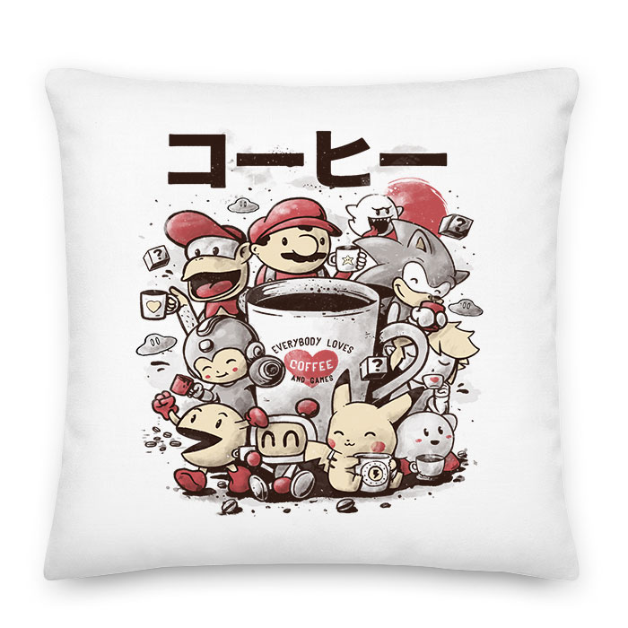 gamer kávé pac man sonic mario pikachu donkey kong Párnahuzat