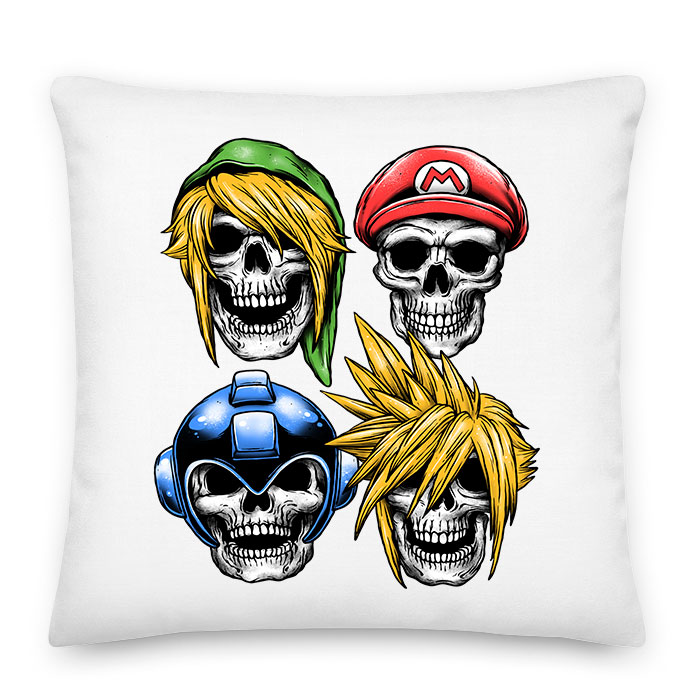 Gamer Koponyák mario link megamen son goku Párnahuzat