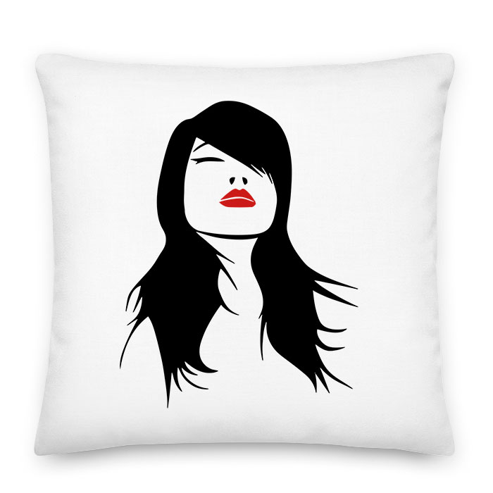 fekete haj rúzs red lips Párnahuzat