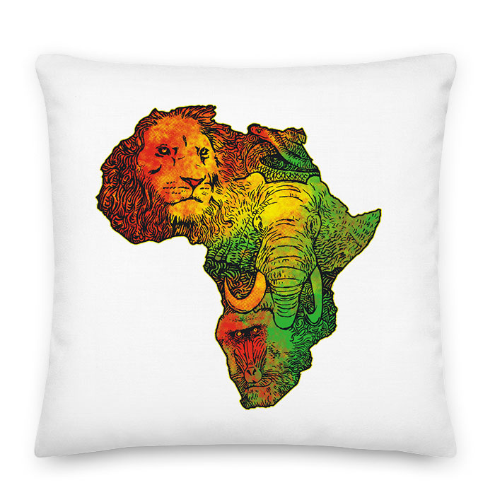 Afrika állatai elefánt oroszlán Párnahuzat