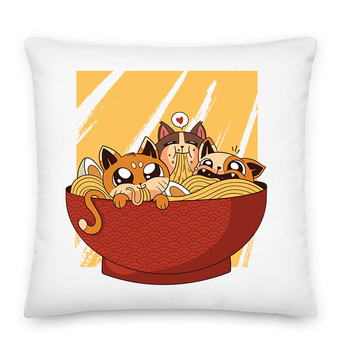 ramen macska macskás cica cicás Párnahuzat