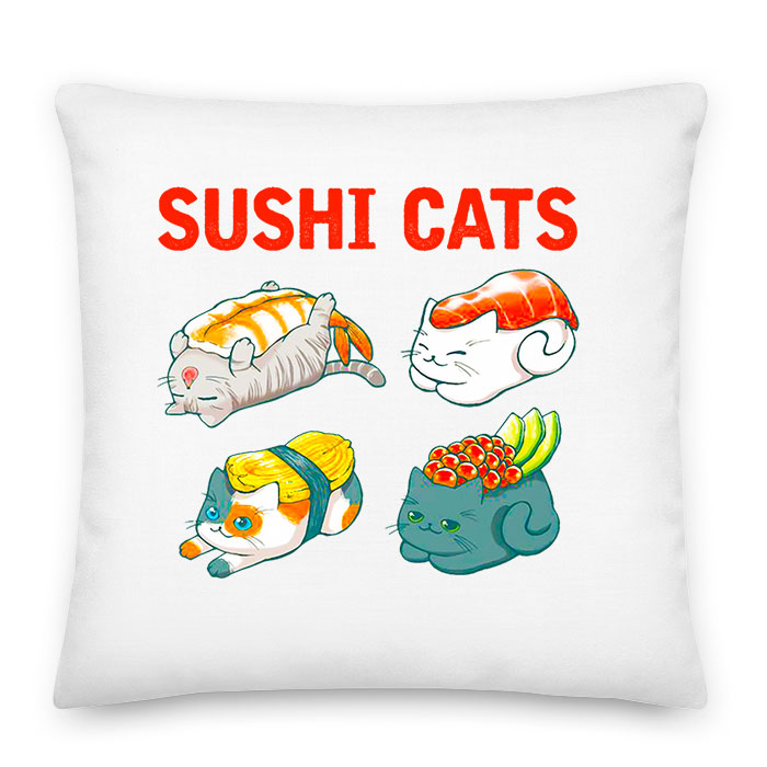 macska macskás cica cicás szusi sushi Párnahuzat