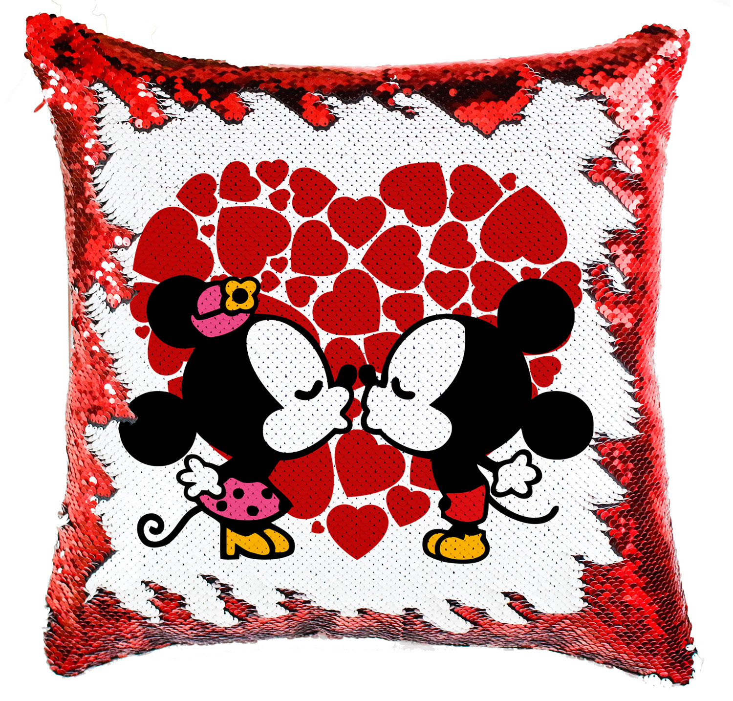 Mickey És Minnie Egér Love Simiflitteres Párnahuzat