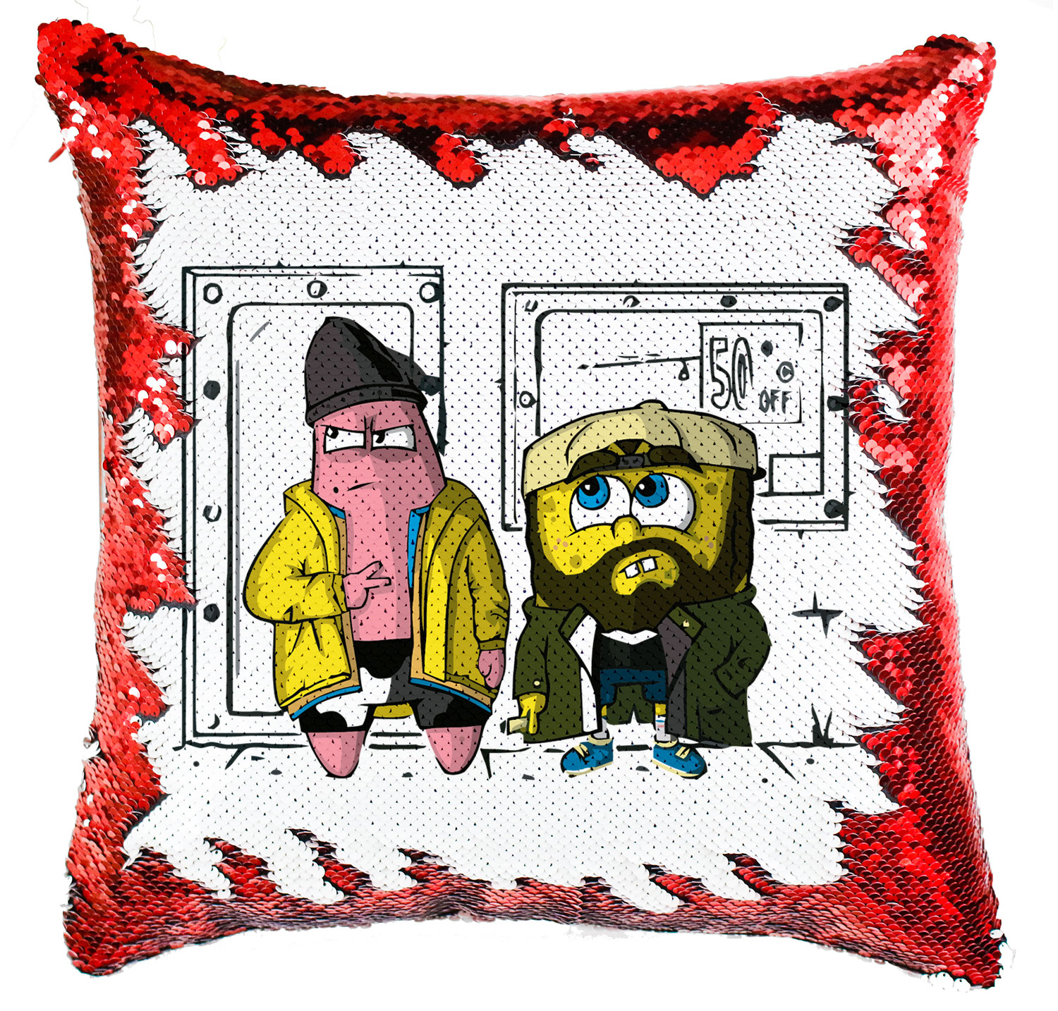 spongya bob jay és néma bob Simiflitteres Párnahuzat
