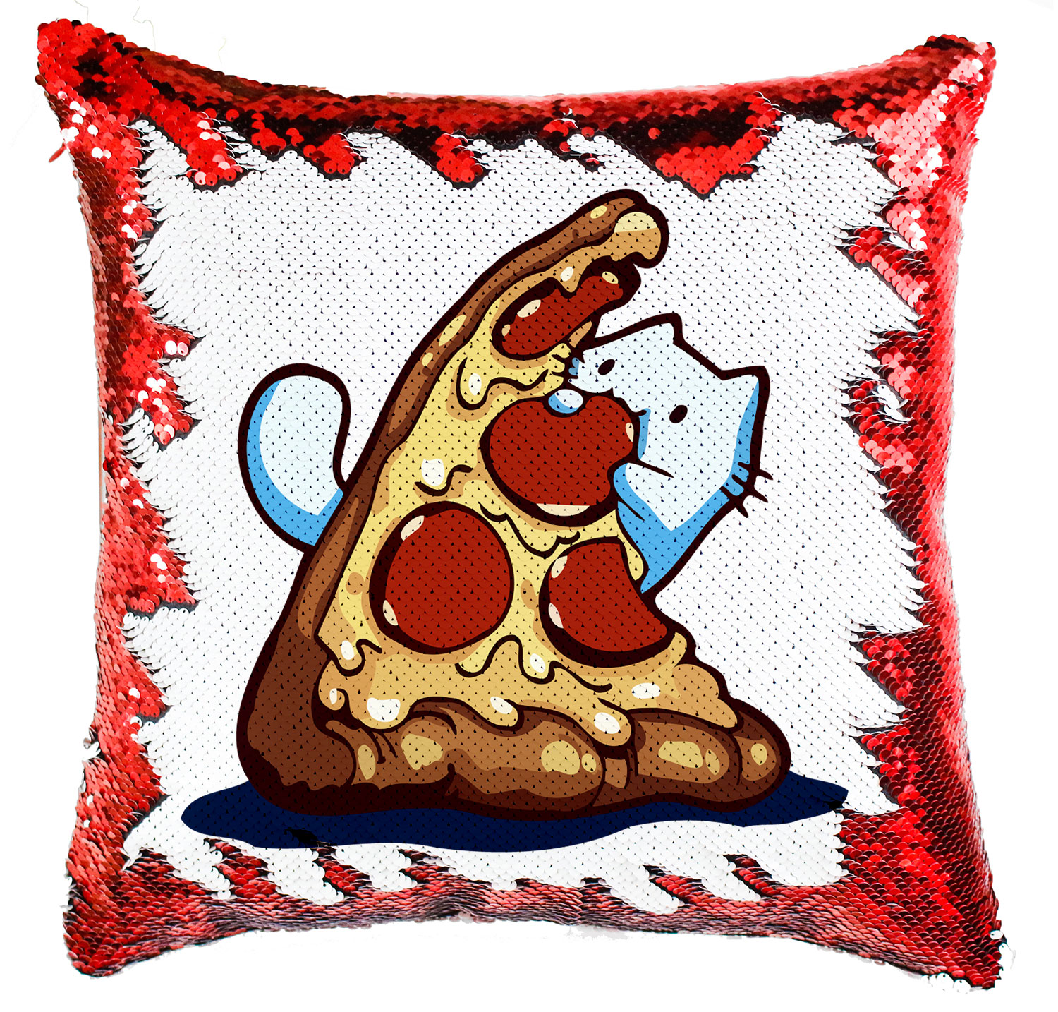 pizza szerető macska Simiflitteres Párnahuzat