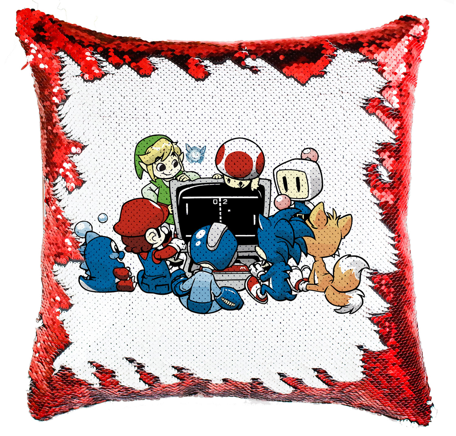 gamer sonic mario zelda megamen Simiflitteres Párnahuzat