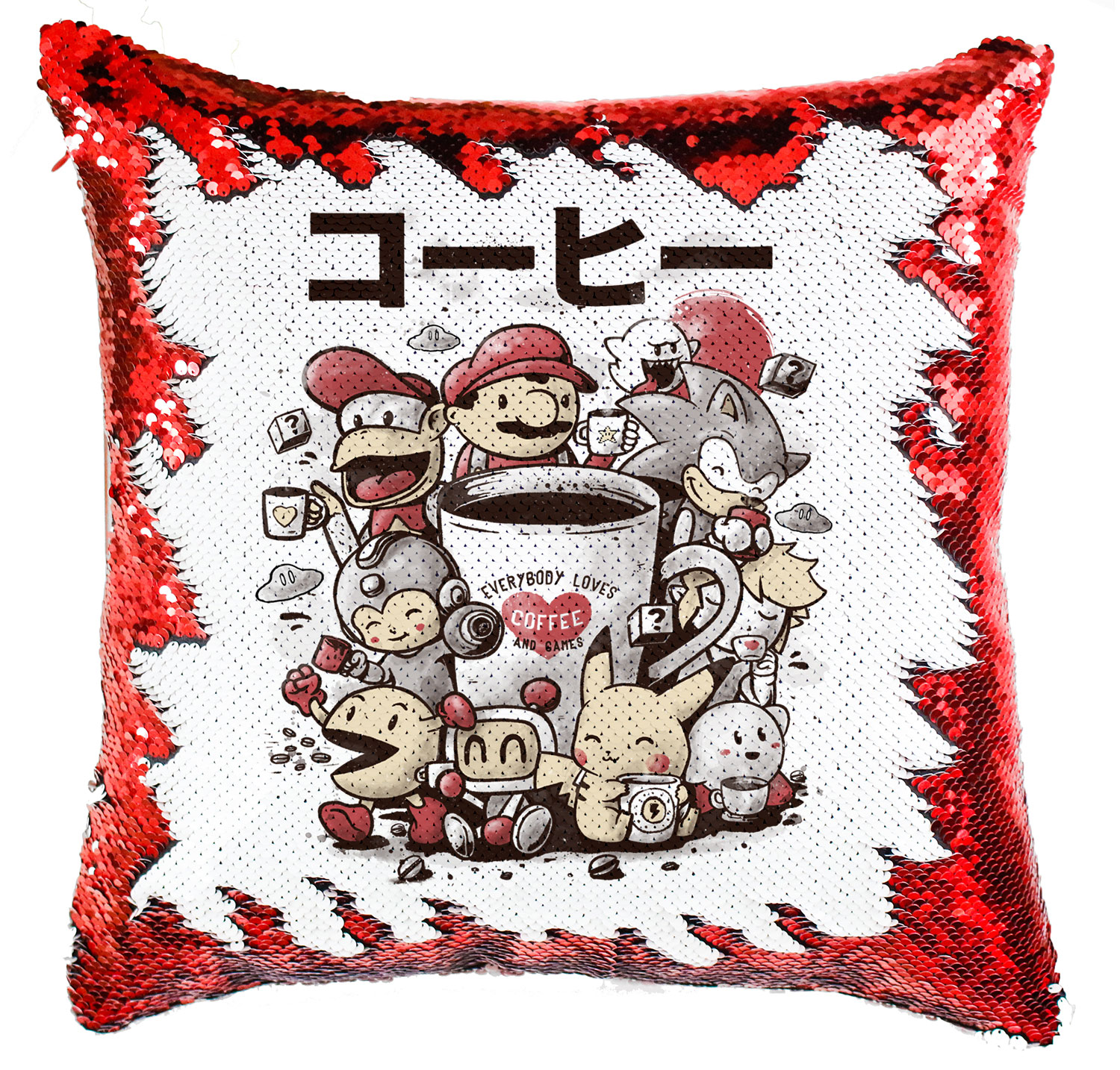 gamer kávé pac man sonic mario pikachu donkey kong Simiflitteres Párnahuzat