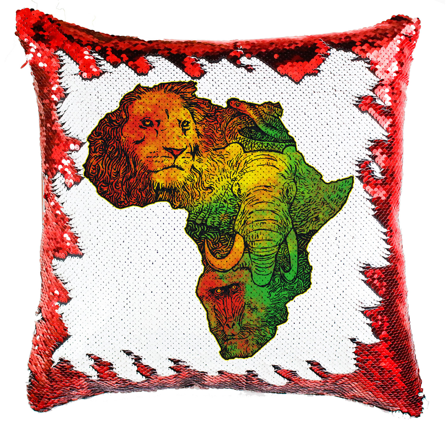 Afrika állatai elefánt oroszlán Simiflitteres Párnahuzat