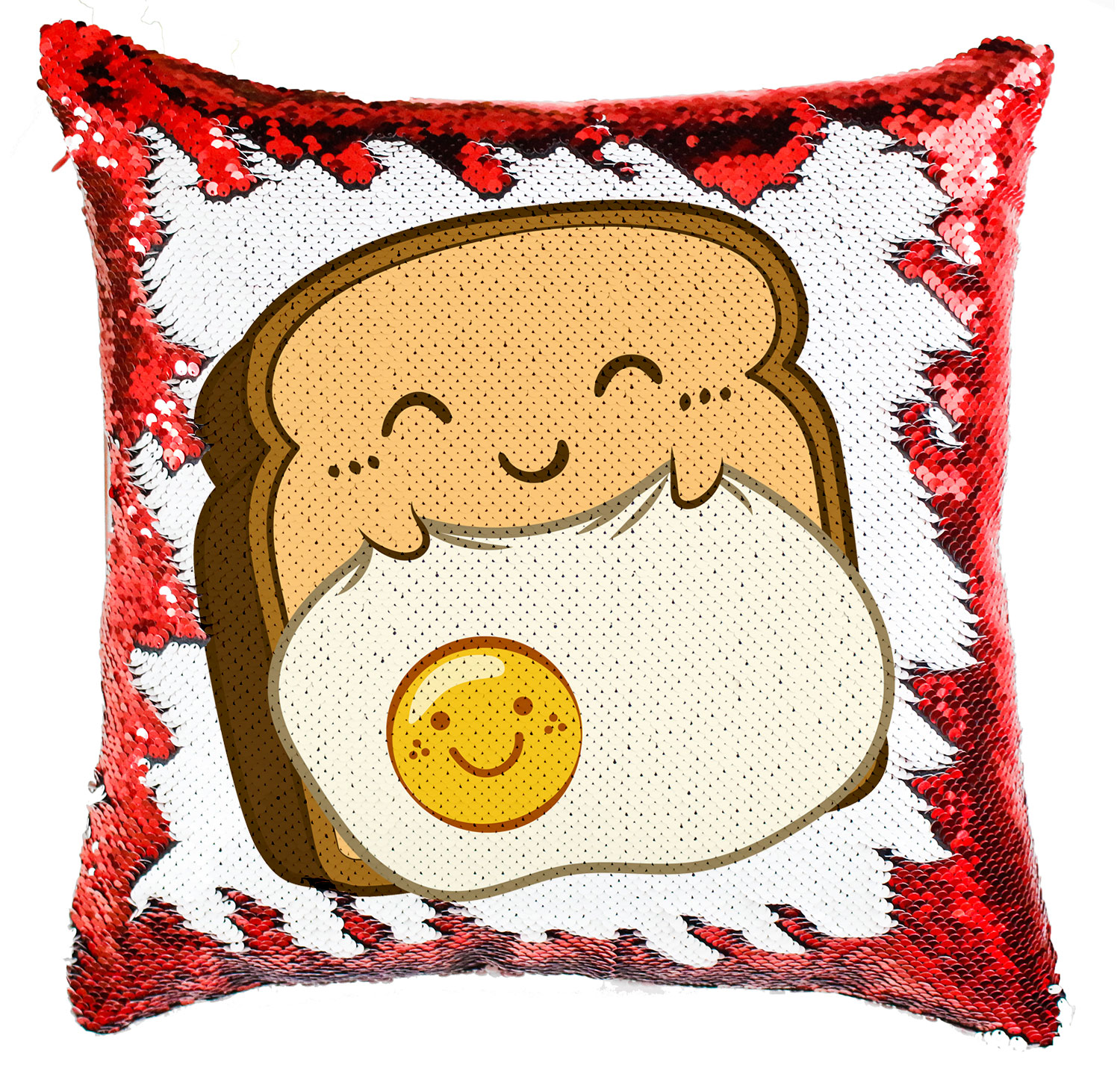 toast kenéyr tojás humor Simiflitteres Párnahuzat