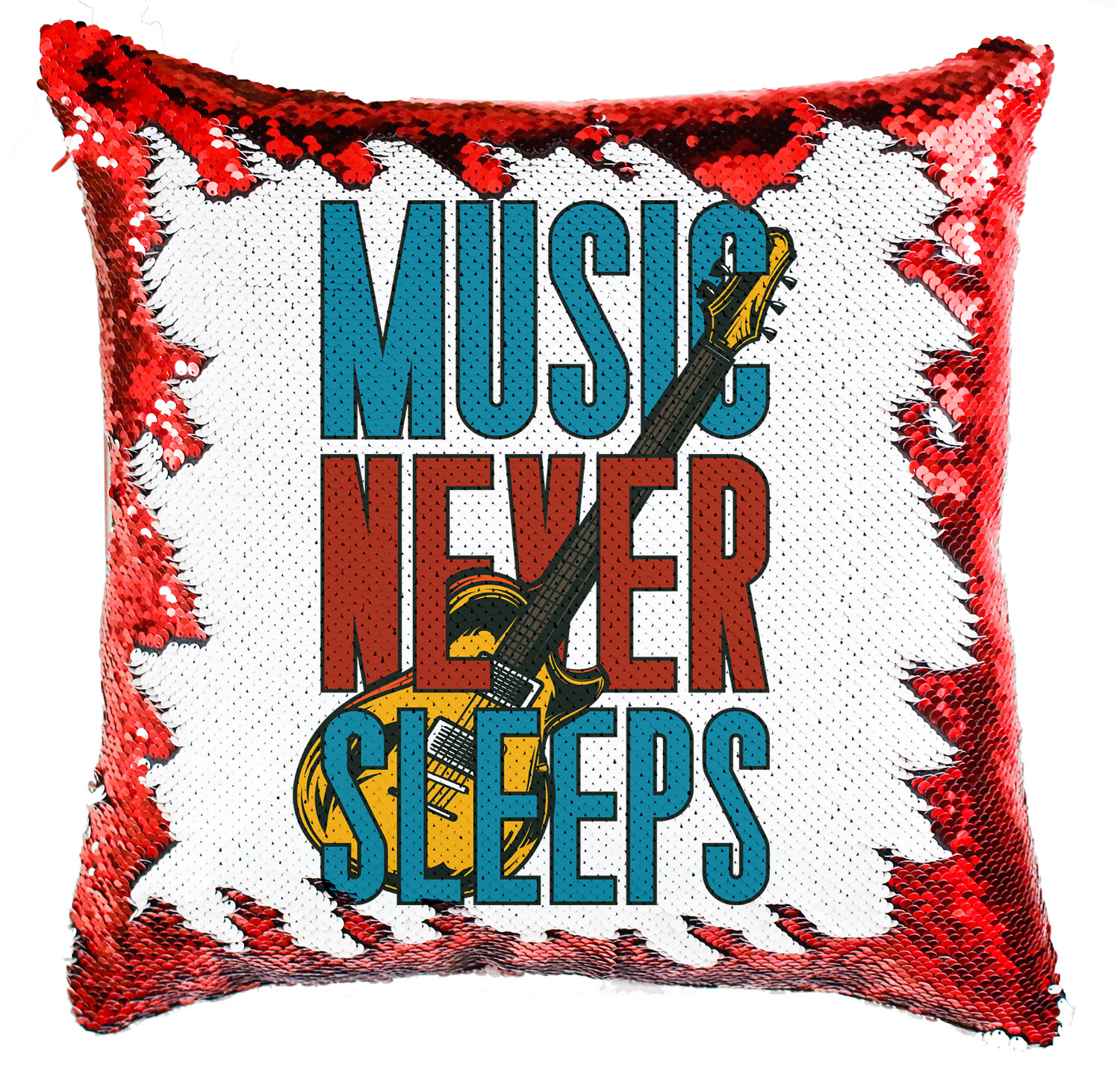 Music Never Sleeps gitár gitáros Simiflitteres Párnahuzat
