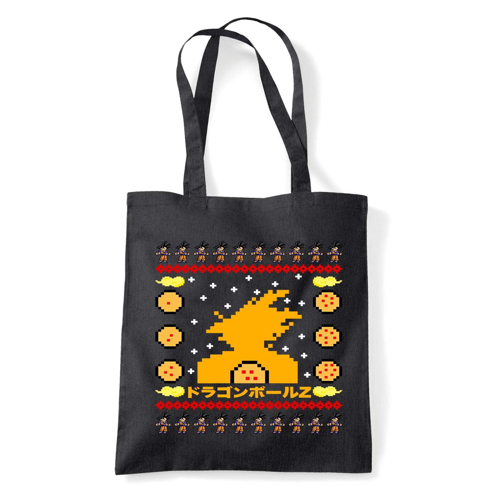 dragon ball son goku karácsony ronda pulcsi Fekete Shopper Vászontáska