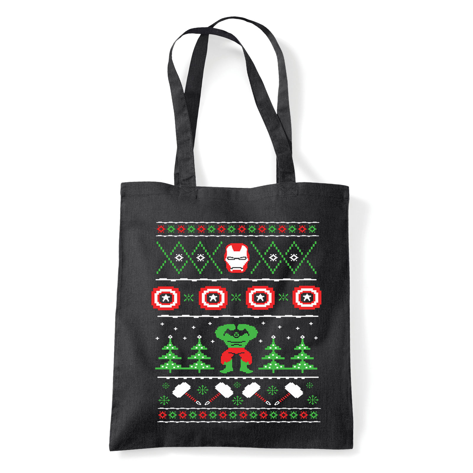 avengers vasember bosszúállók karácsony ronda pulcsi Fekete Shopper Vászontáska