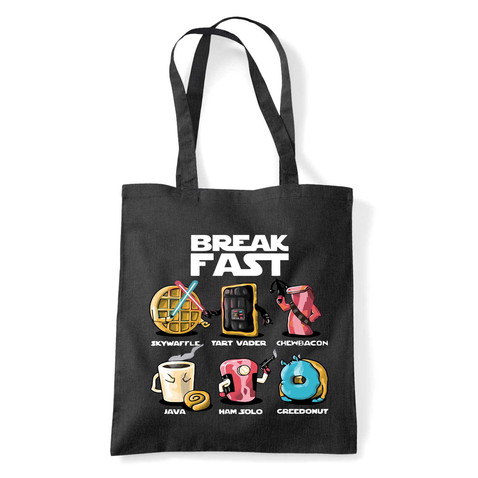 star wars break fast reggeli humor fánk kávé palacsinta Fekete Shopper Vászontáska
