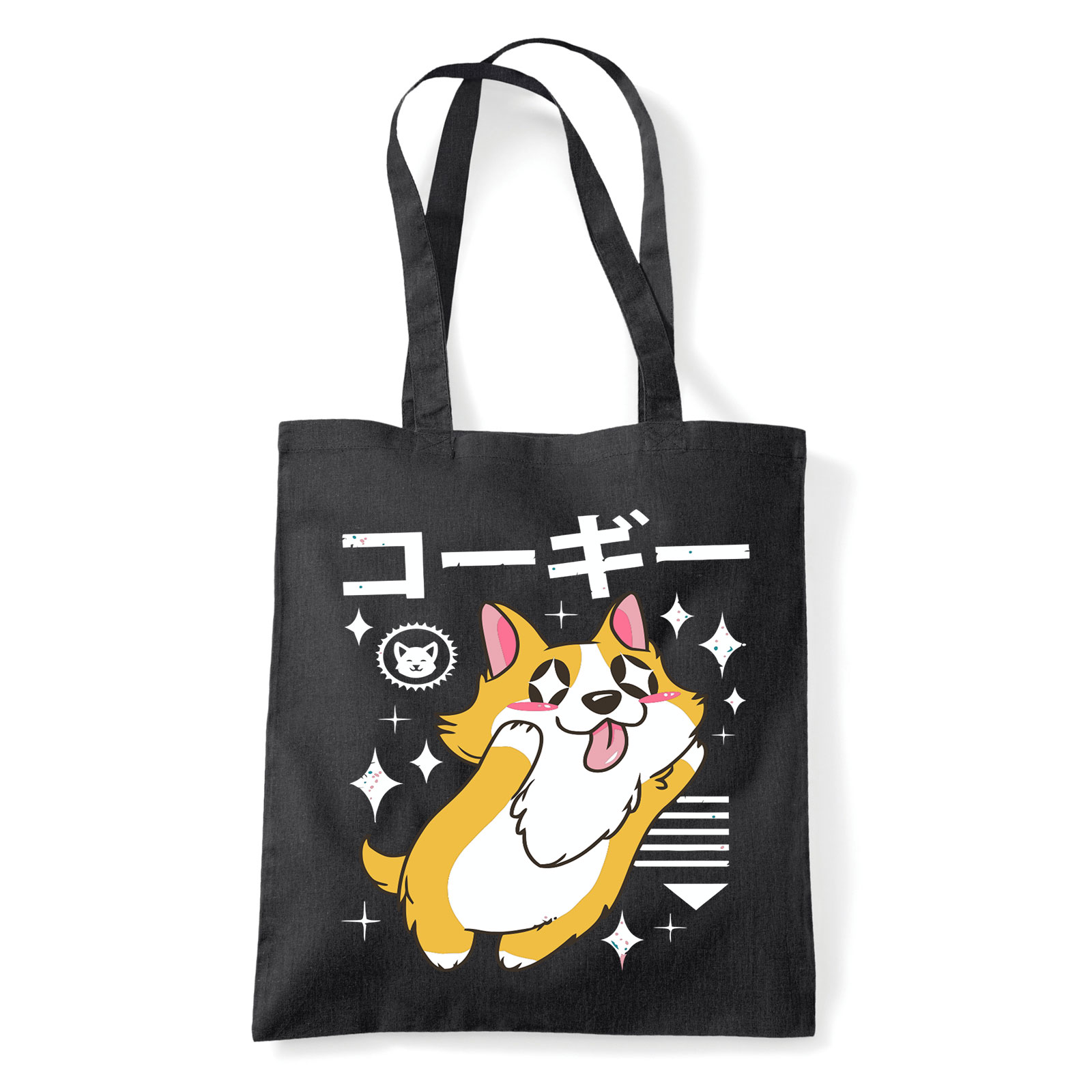 korgi corgi kutya Fekete Shopper Vászontáska