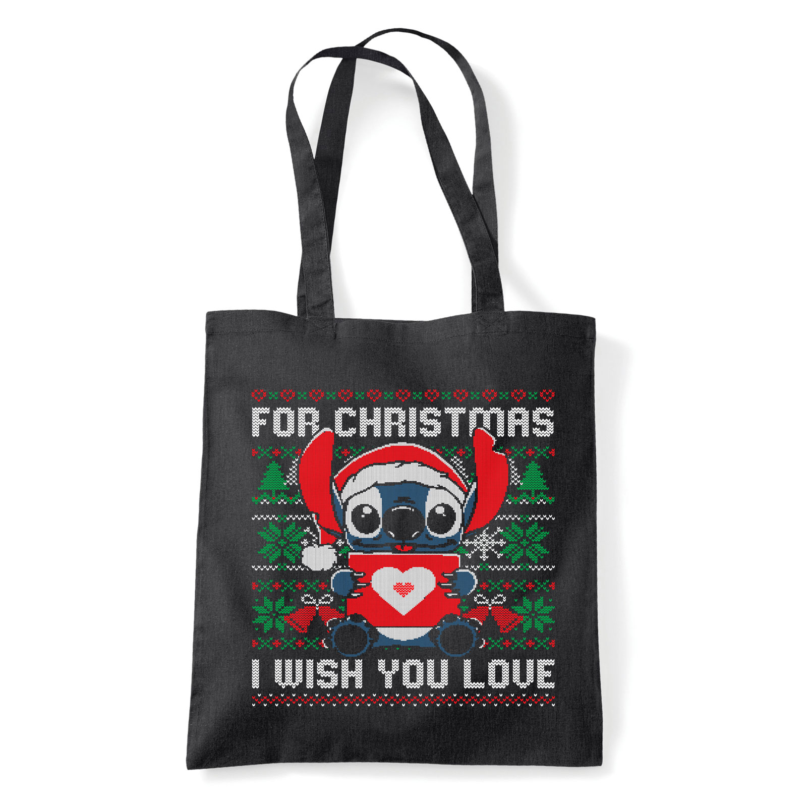 stitch karácsony ronda pulcsi Fekete Shopper Vászontáska