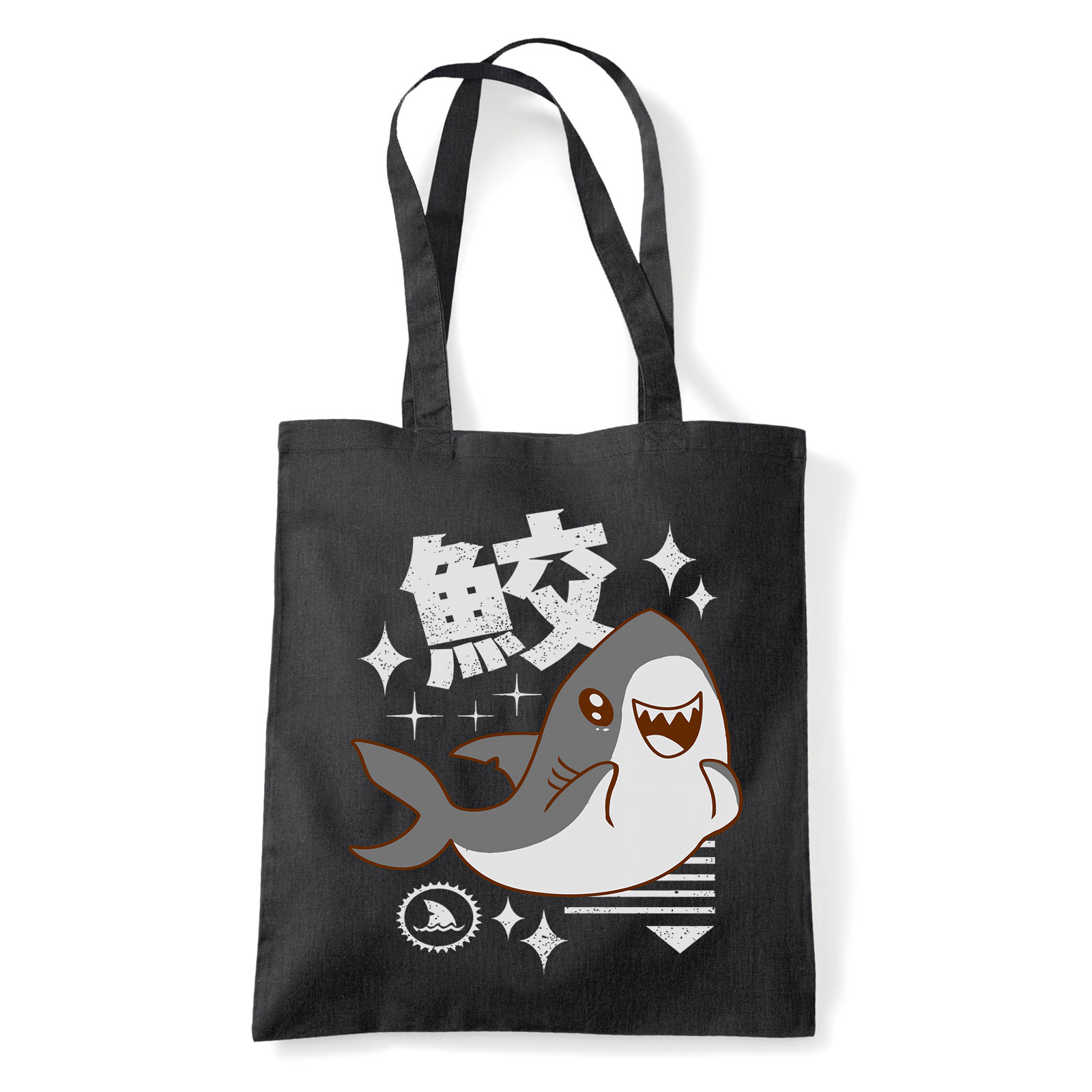 kawaii cuki cápa shark Fekete Shopper Vászontáska