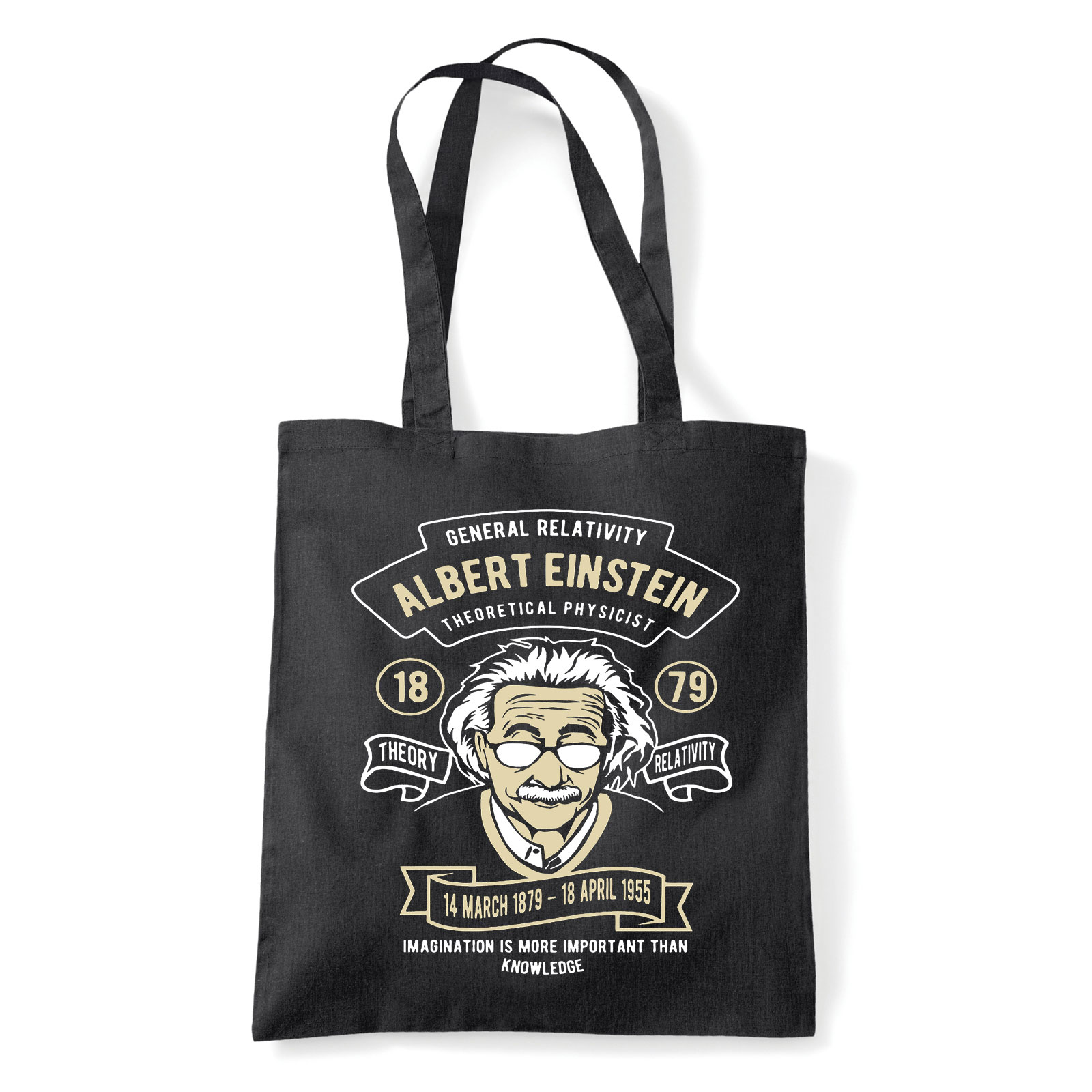Albert Einstein Fekete Shopper Vászontáska