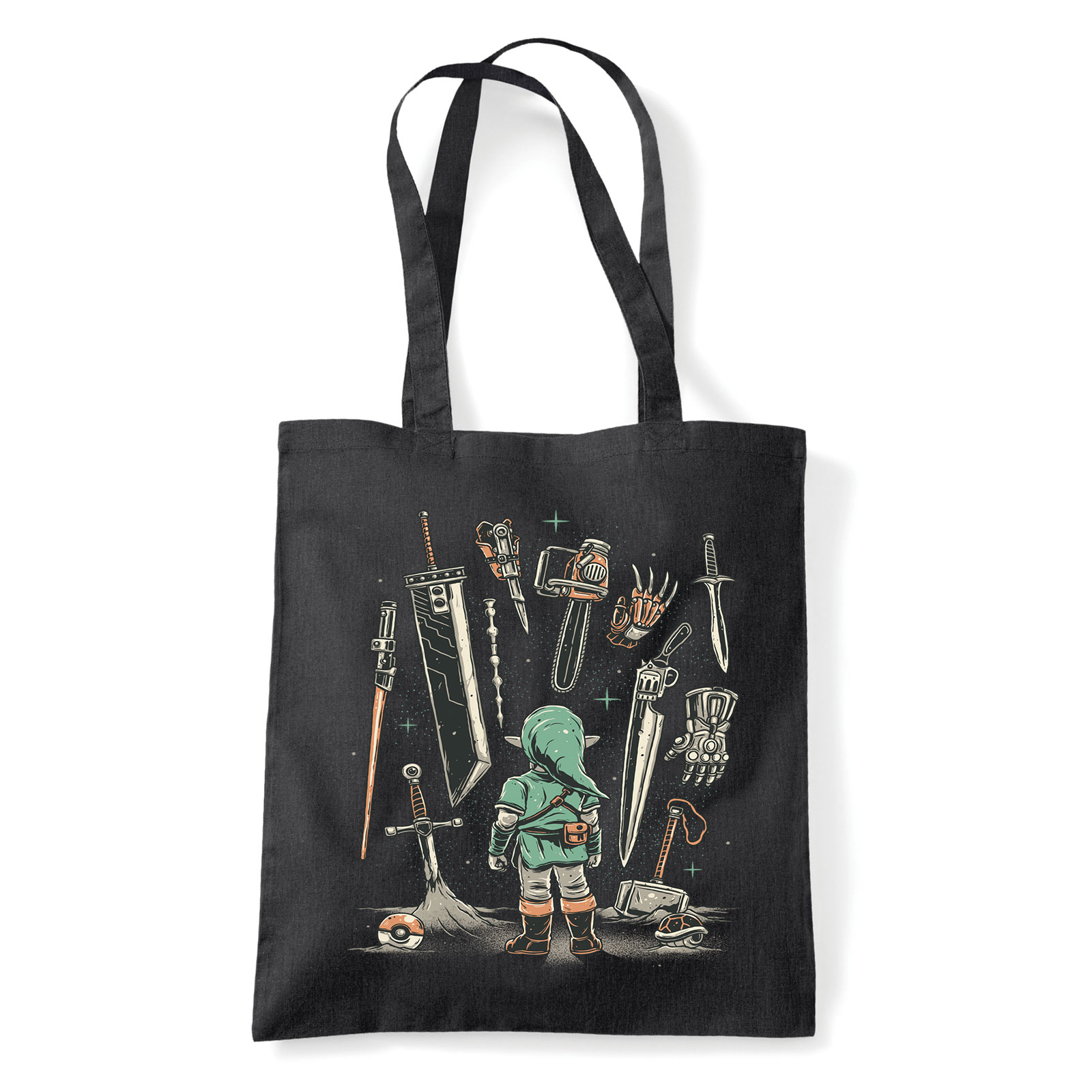 zelda link pokemon gamer lézerkard final fantasy mjolnir Fekete Shopper Vászontáska