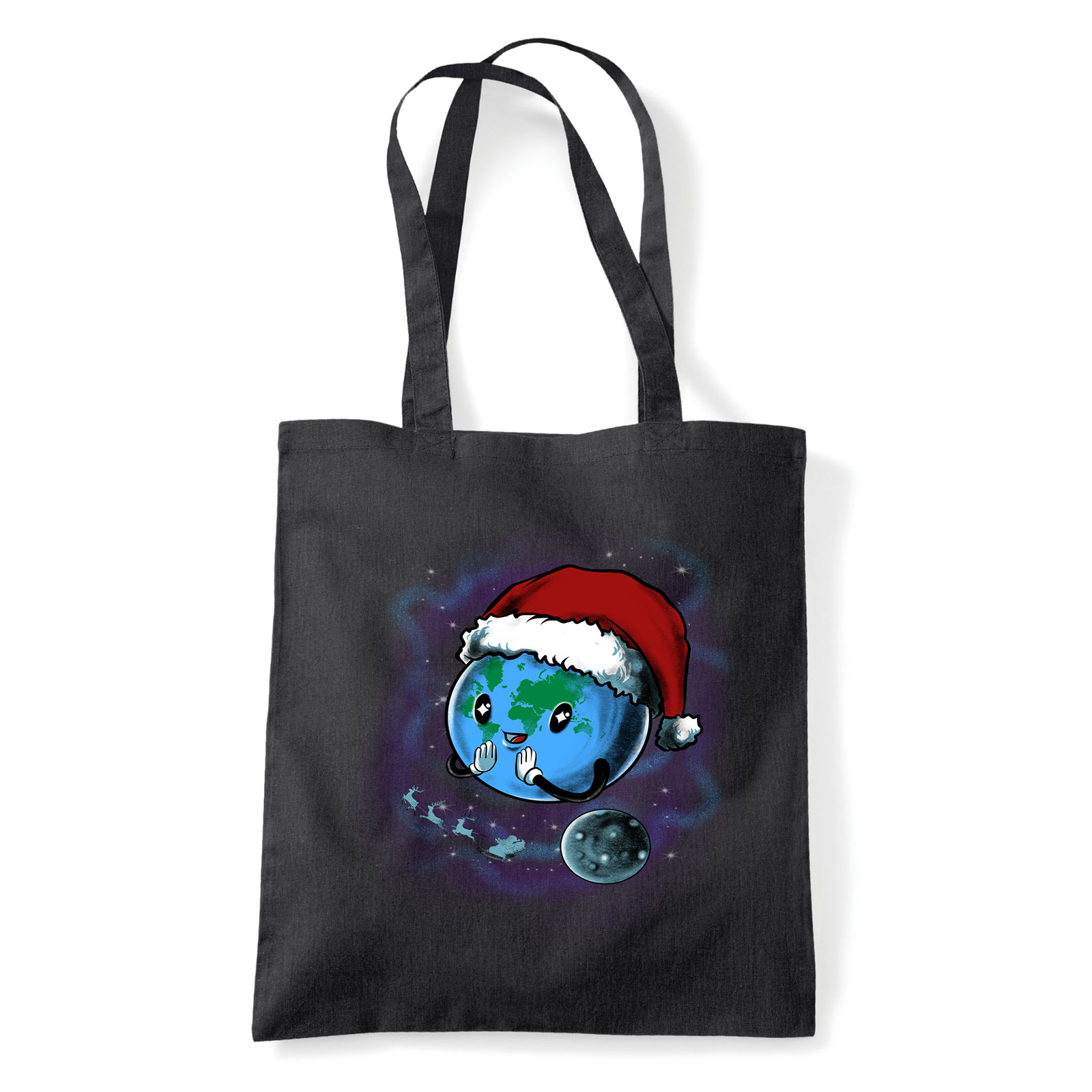 karácsonyos karácsony rénszarvas Fekete Shopper Vászontáska