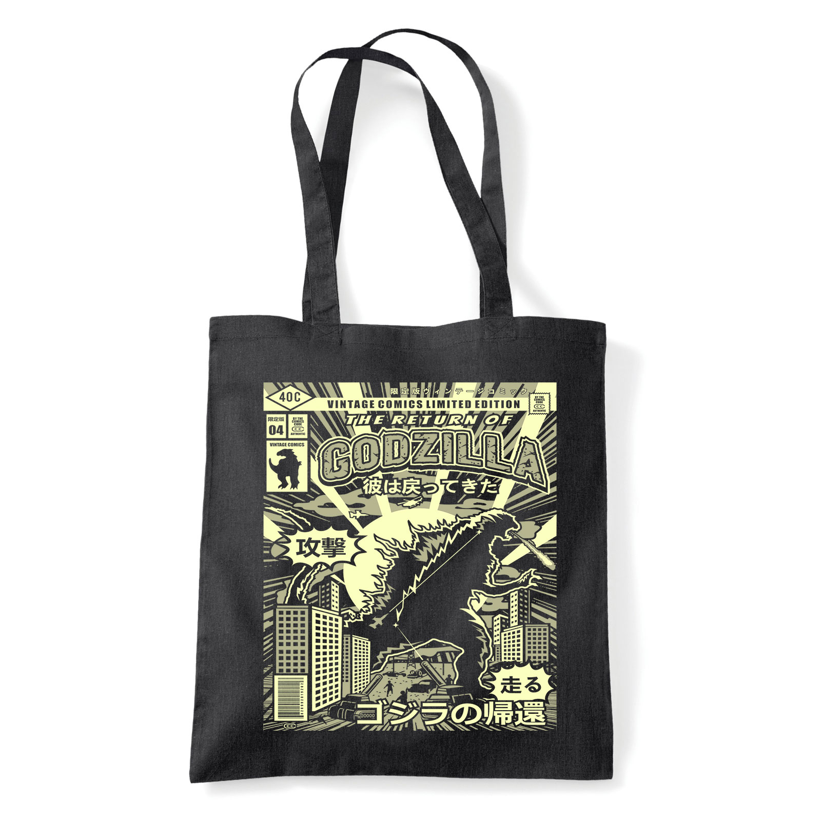 Godzilla Fekete Shopper Vászontáska