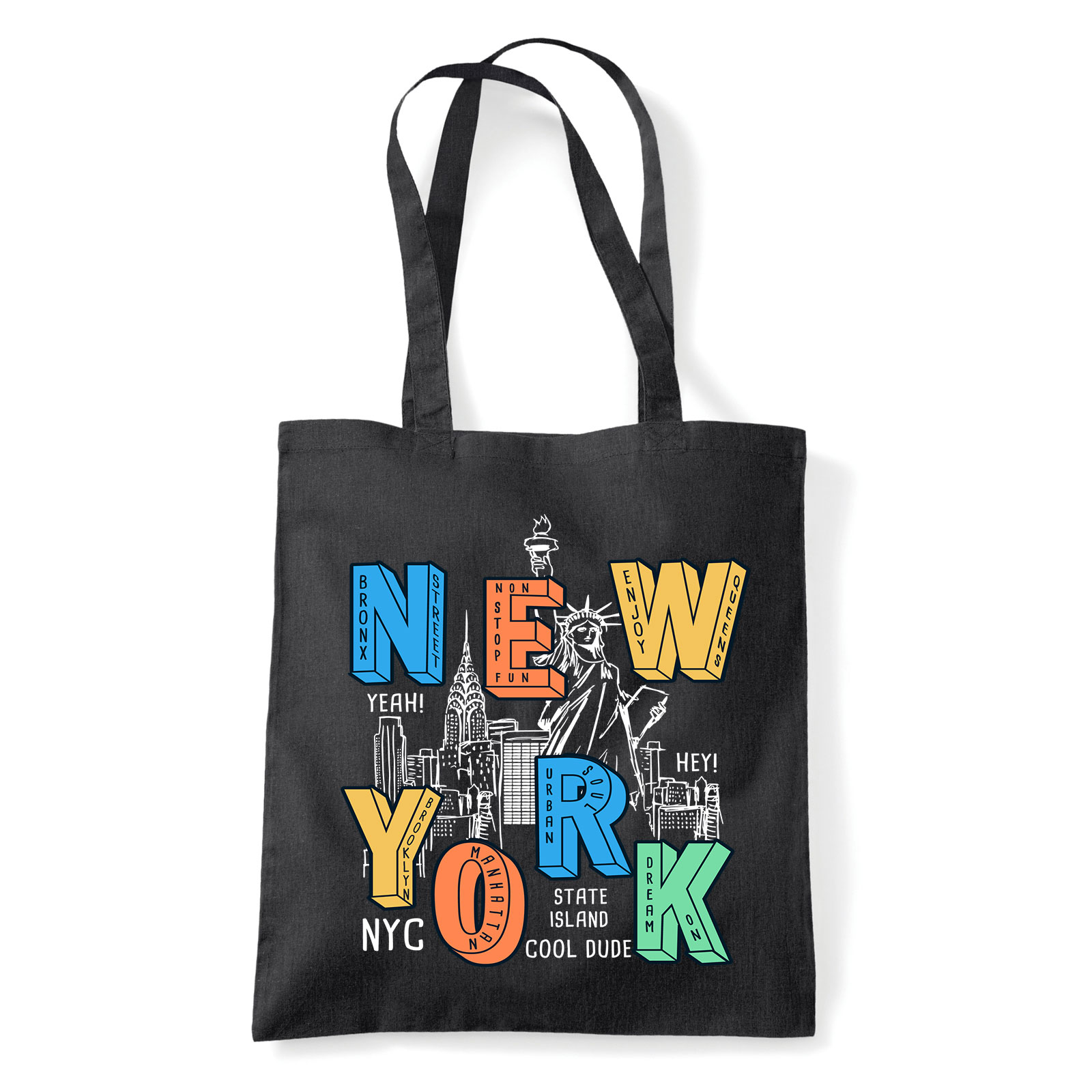 new york usa nyc Fekete Shopper Vászontáska