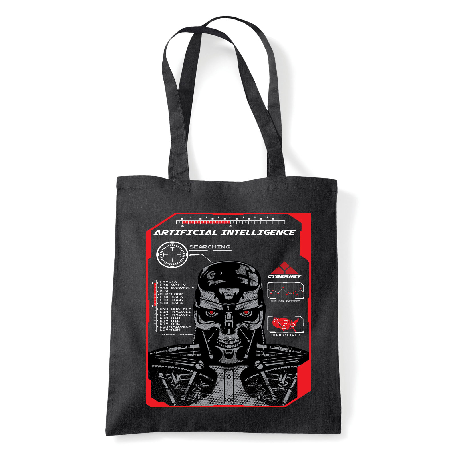 terminator skynet t800 Fekete Shopper Vászontáska