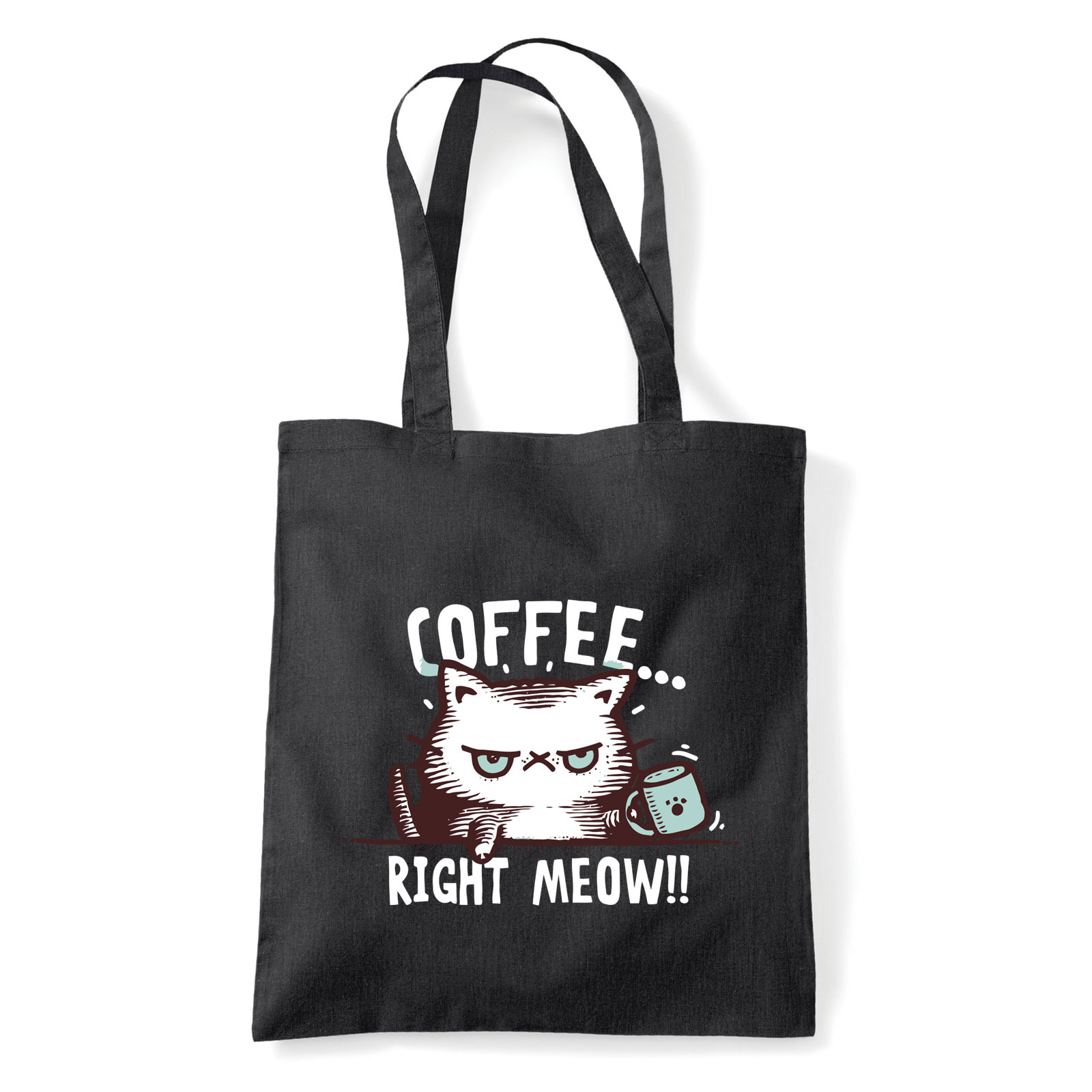 Macskás Macska Kávé Fekete Shopper Vászontáska