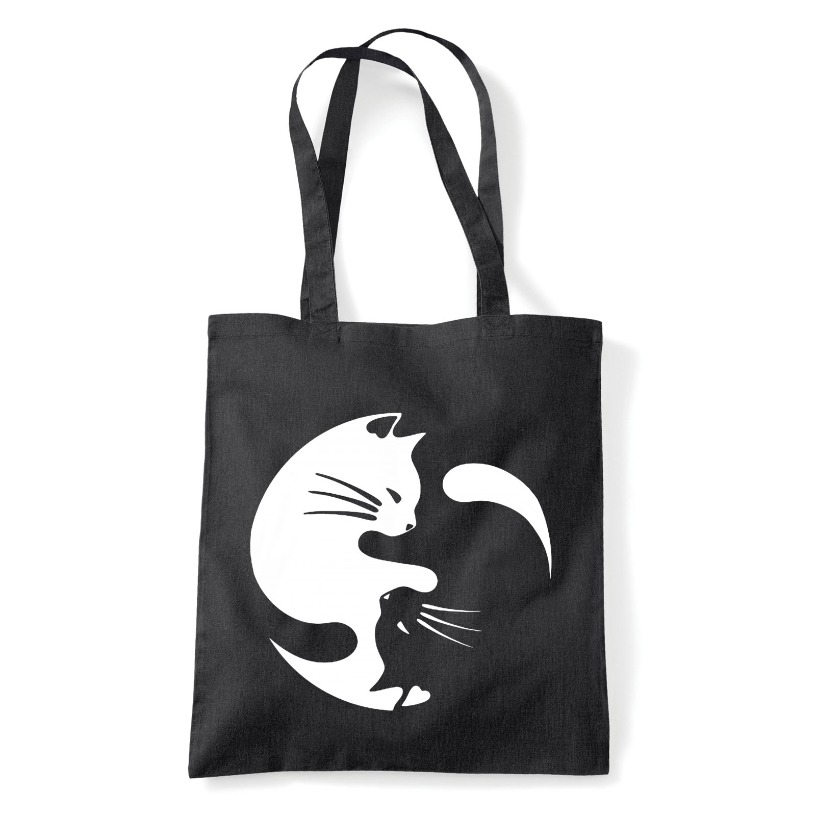 yin yang cicák cicás cica macskás Fekete Shopper Vászontáska