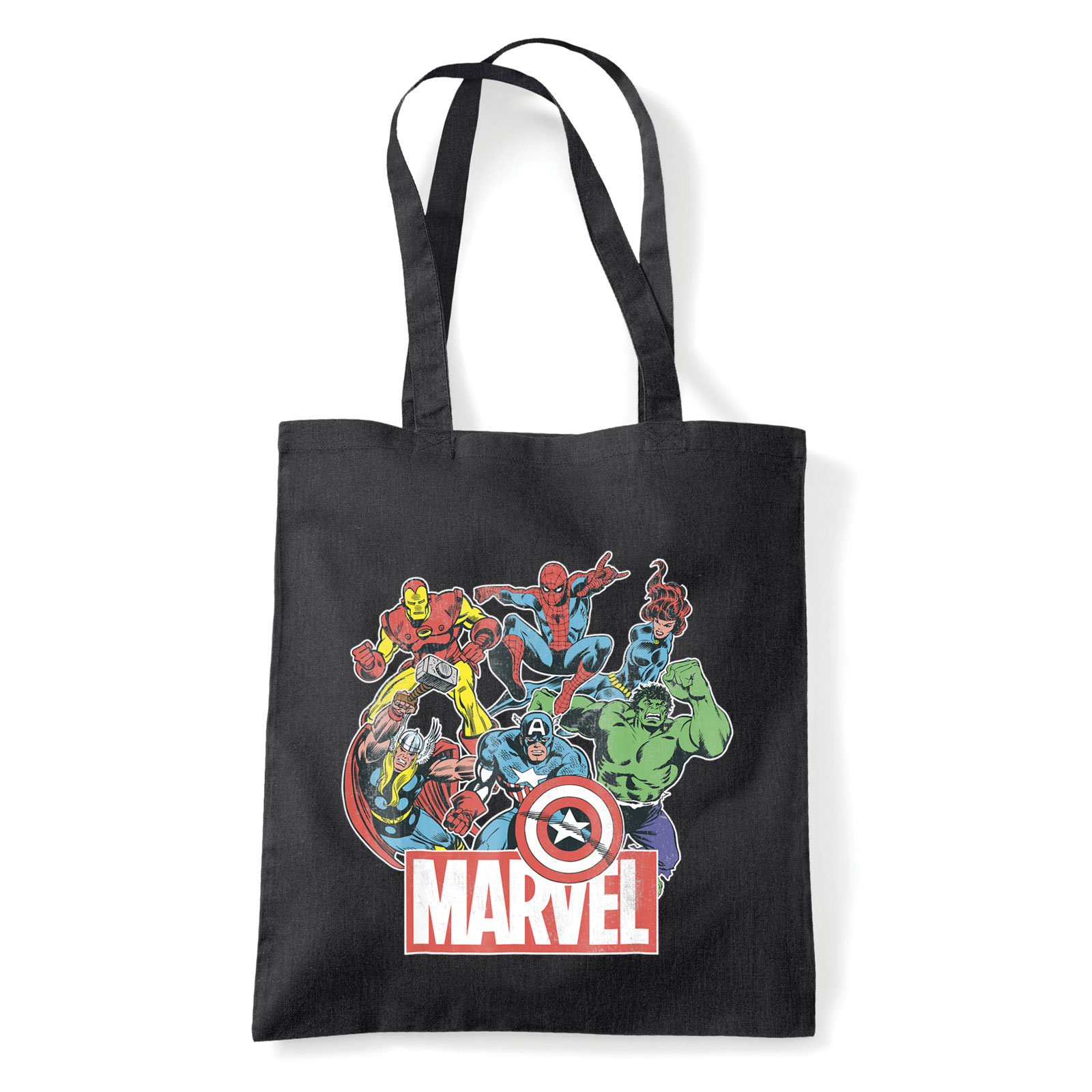 marvel avengers bosszúállók vasember thor pókember Fekete Shopper Vászontáska