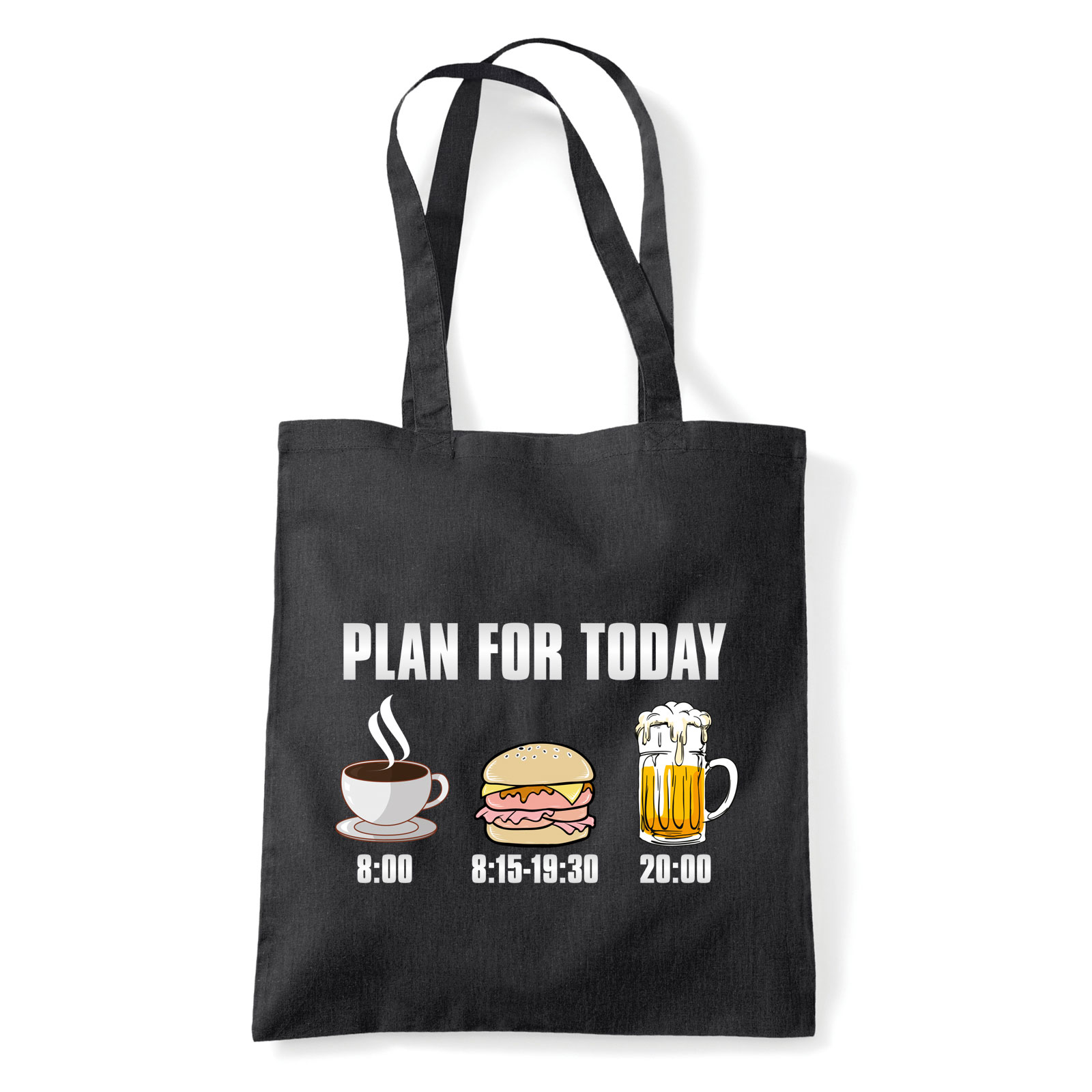 kávé sör hamburger plan Fekete Shopper Vászontáska